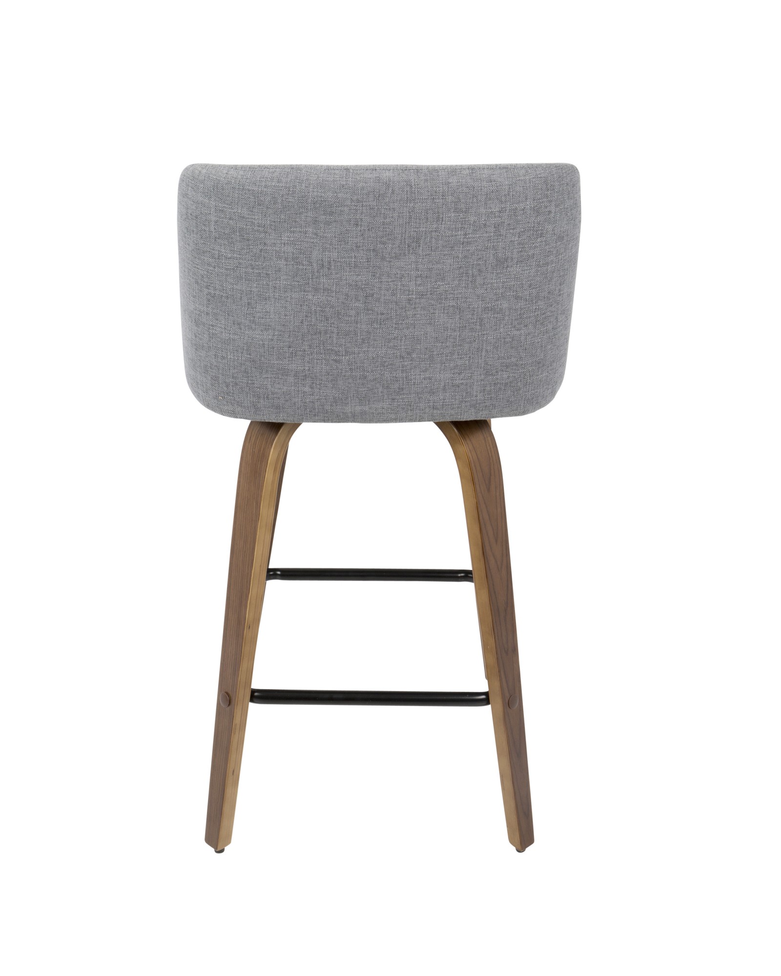 Toriano Mid-Century Modern Counter Stool in Walnut and Grey Fabric