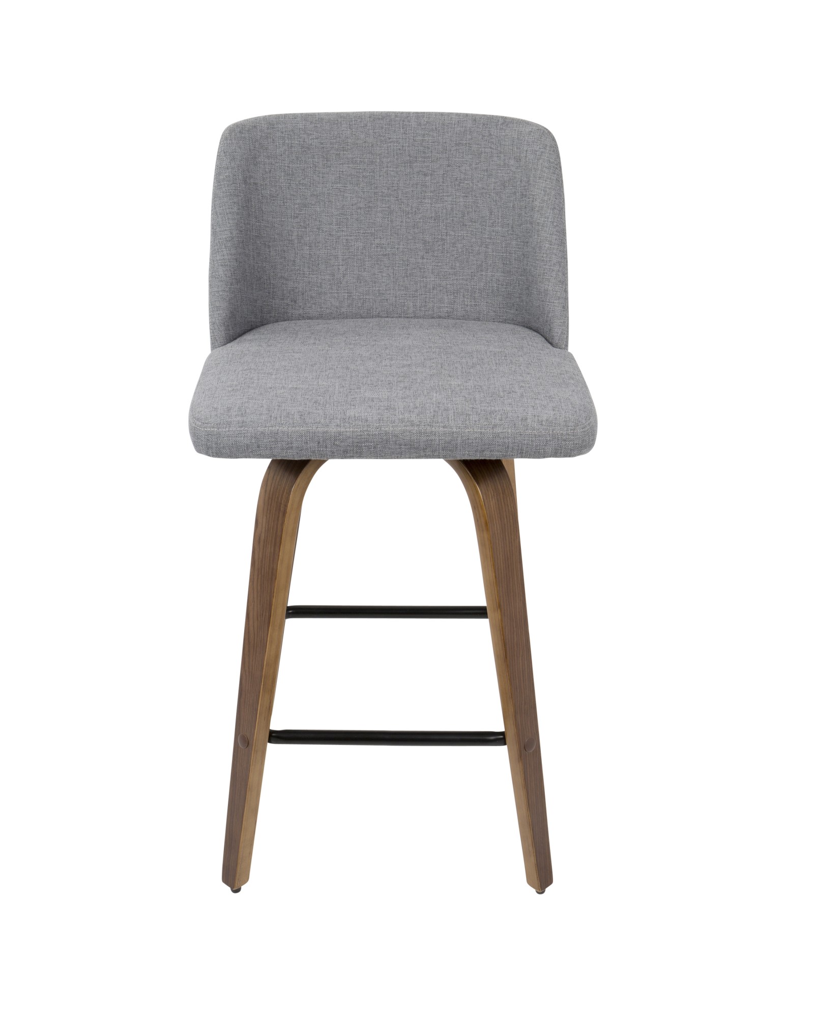 Toriano Mid-Century Modern Counter Stool in Walnut and Grey Fabric