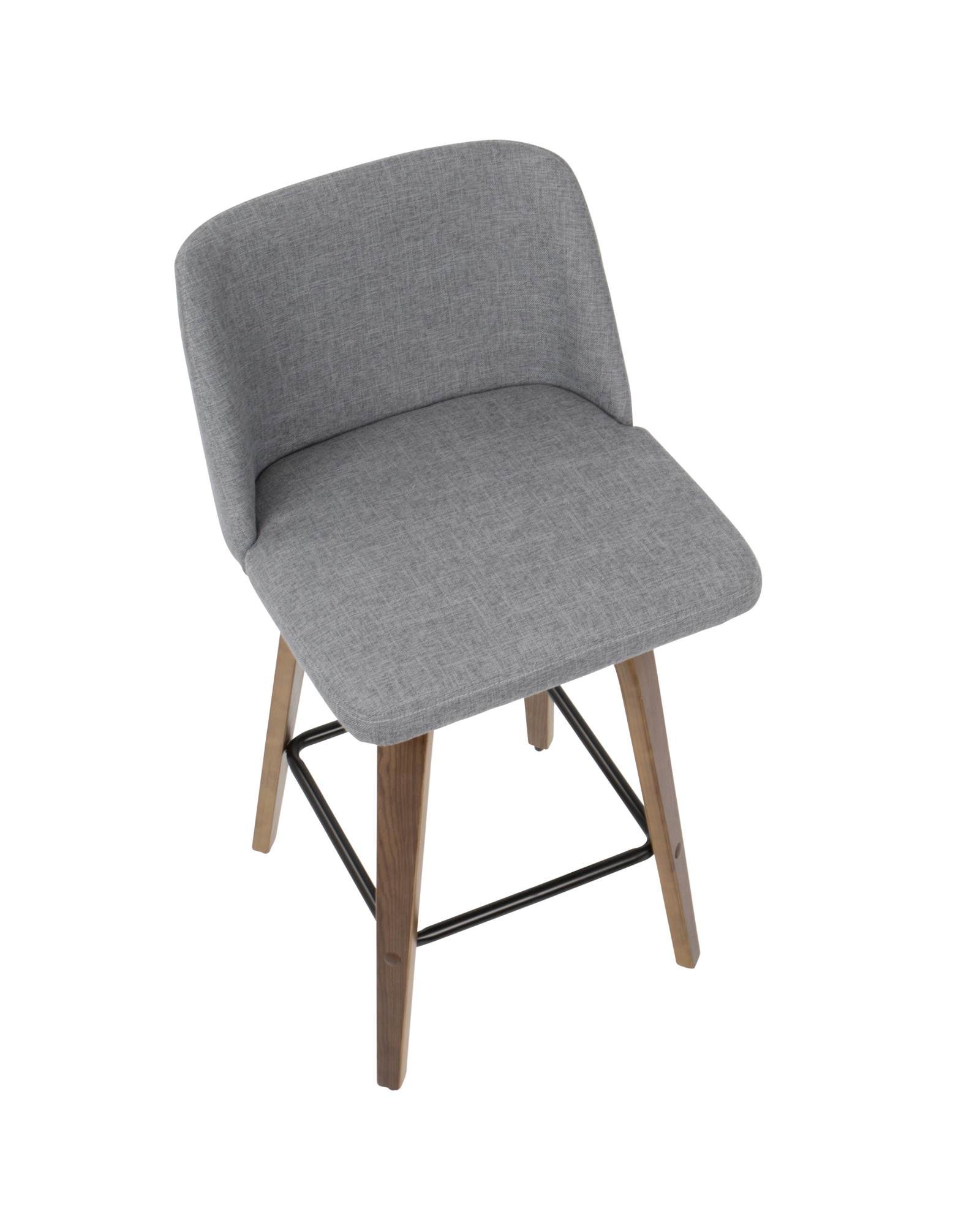 Toriano Mid-Century Modern Counter Stool in Walnut and Grey Fabric