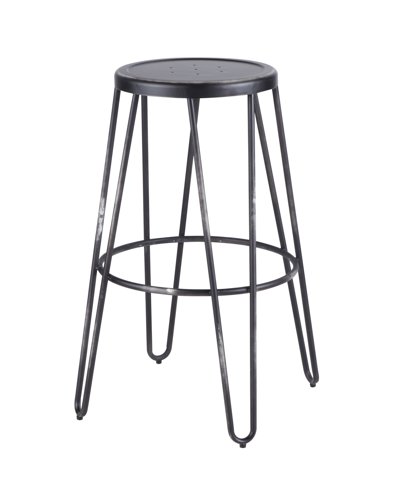 Avery Industrial Metal Barstool in Vintage Black - Set of 2