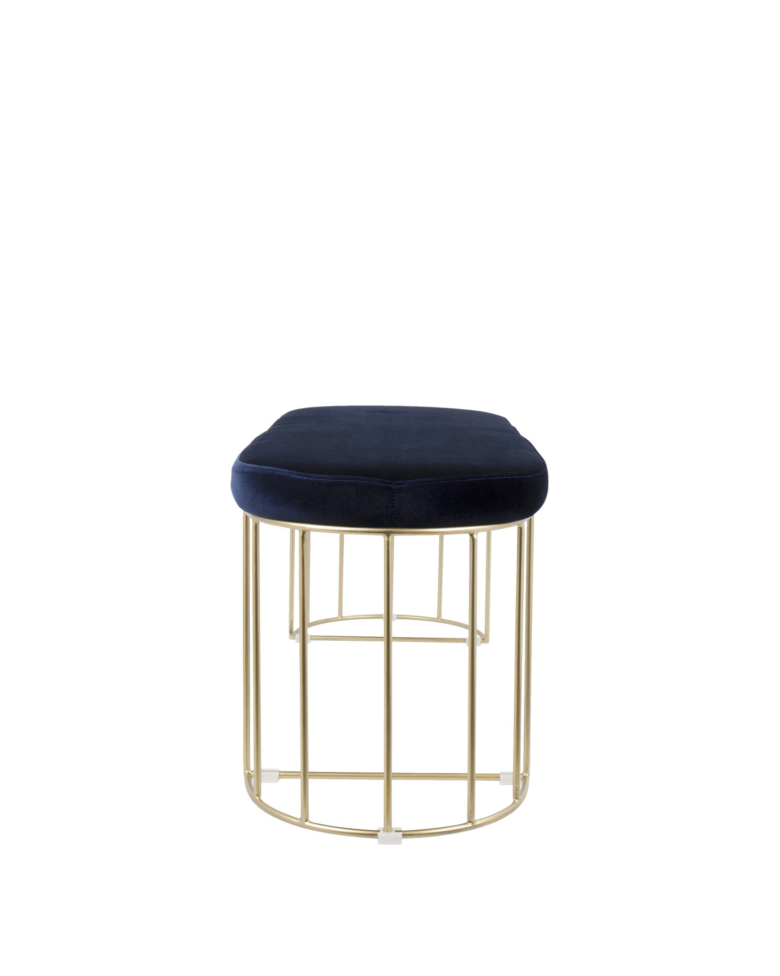 Canary Contemporary-Glam Dining/Entryway Bench in Gold and Blue Velvet