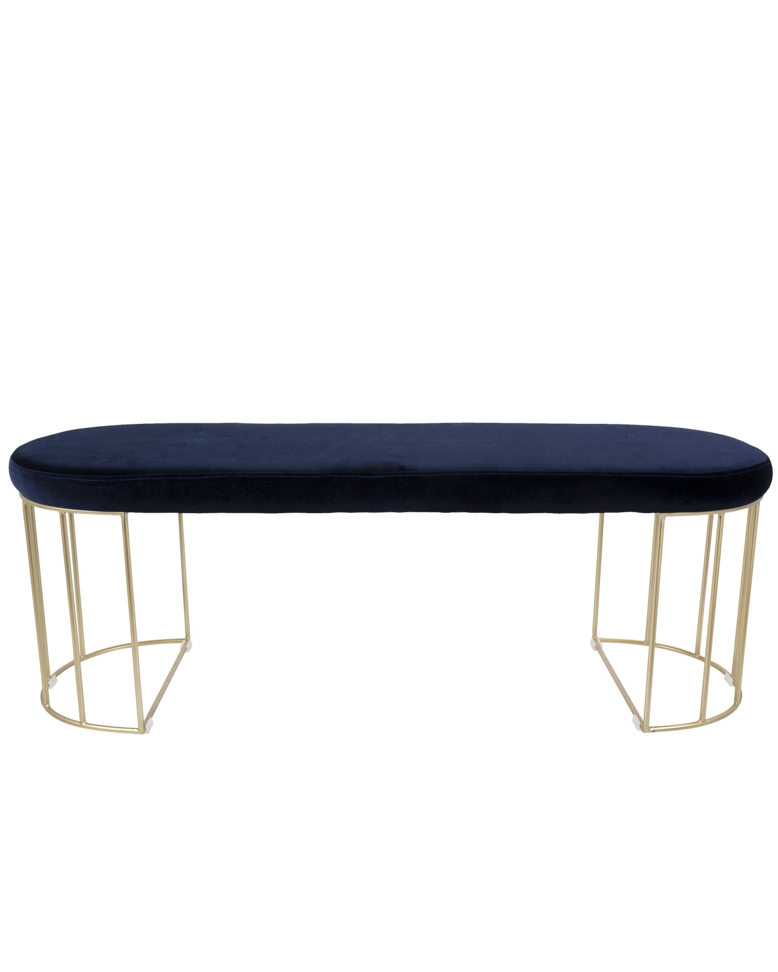 Canary Contemporary-Glam Dining/Entryway Bench in Gold and Blue Velvet