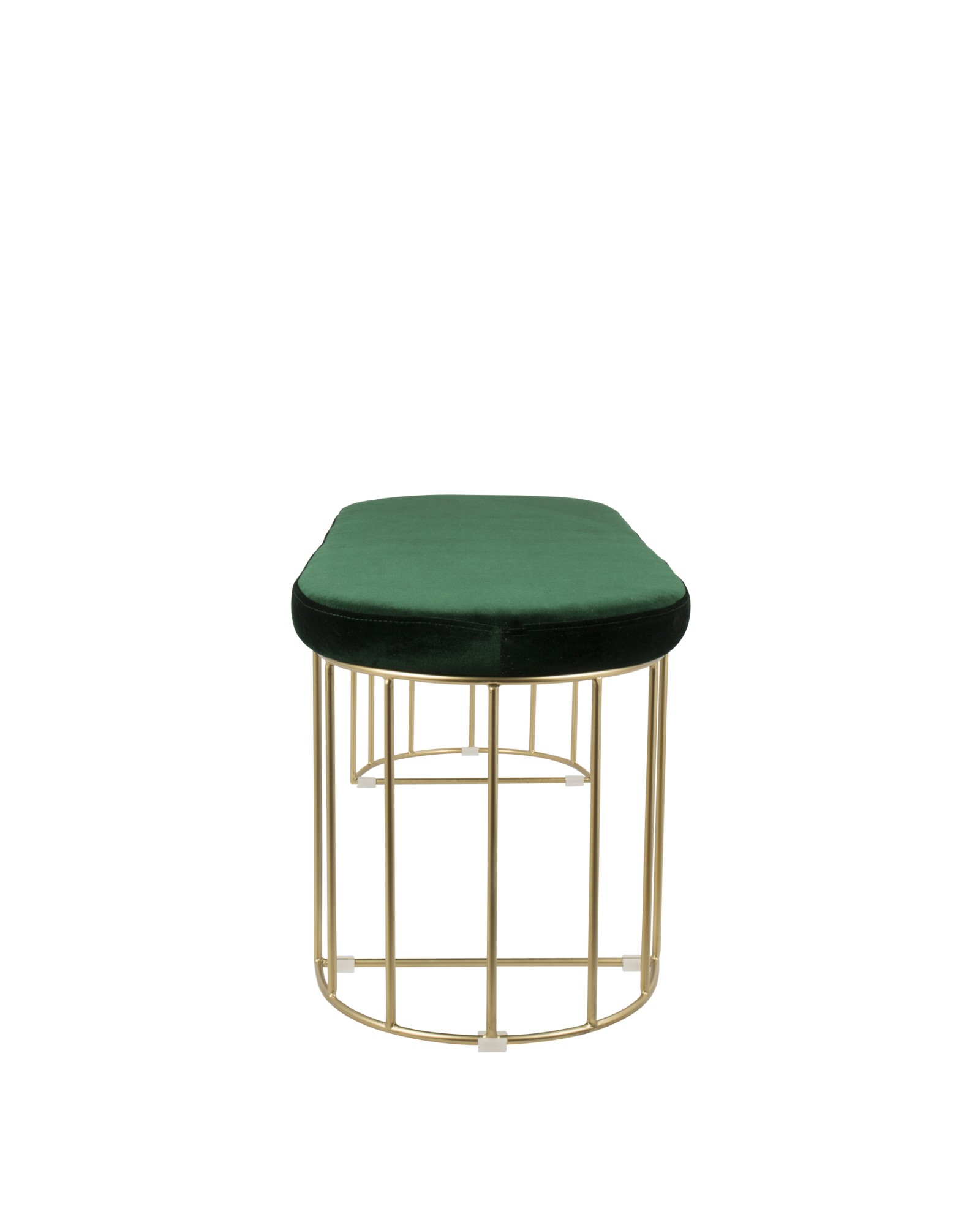 Canary Contemporary-Glam Dining/Entryway Bench in Gold and Green Velvet