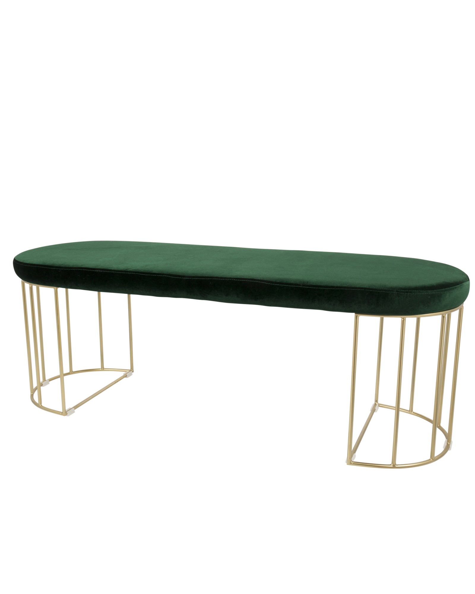 Canary Contemporary-Glam Dining/Entryway Bench in Gold and Green Velvet