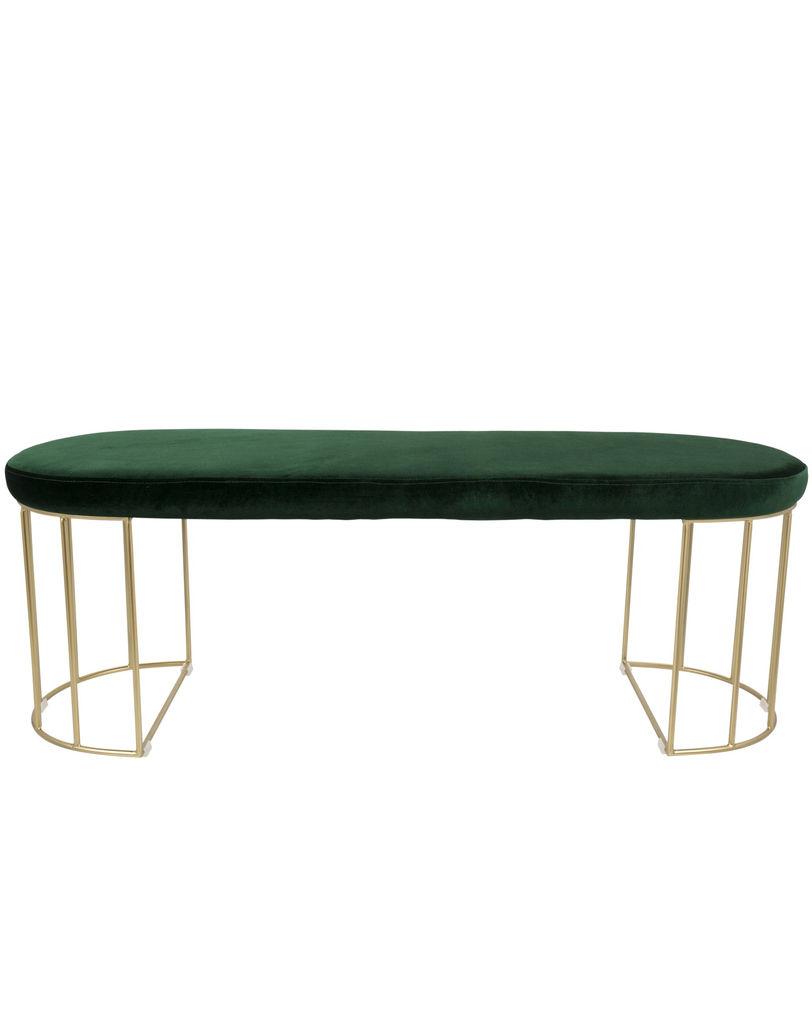 Canary Contemporary-Glam Dining/Entryway Bench in Gold and Green Velvet