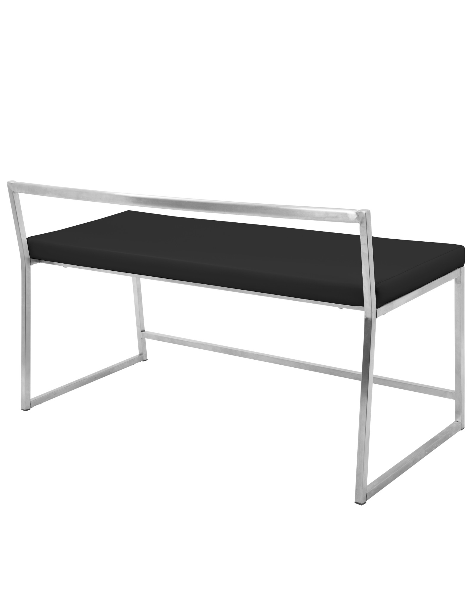 Fuji Contemporary Dining / Entryway Bench in Black Faux Leather