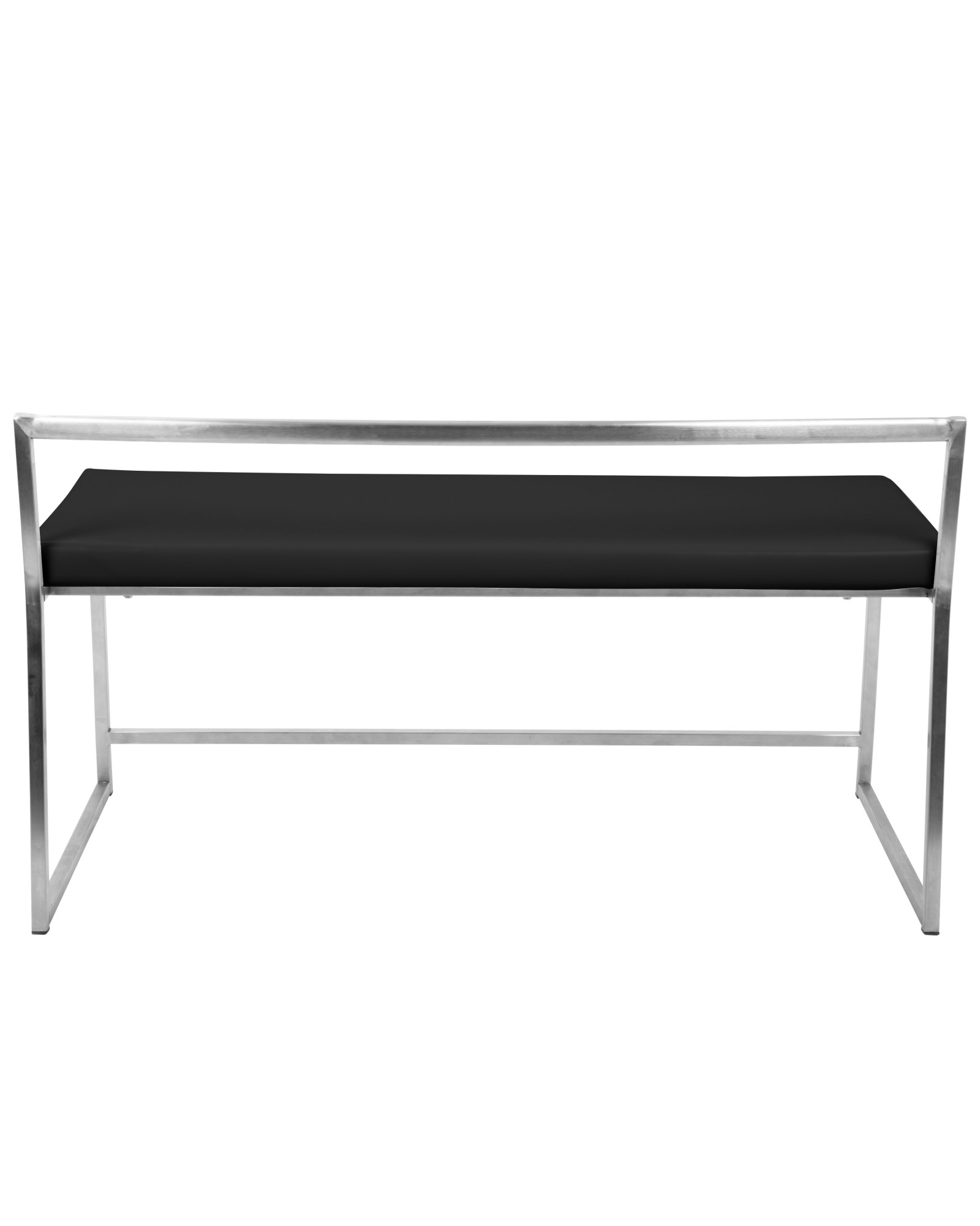 Fuji Contemporary Dining / Entryway Bench in Black Faux Leather