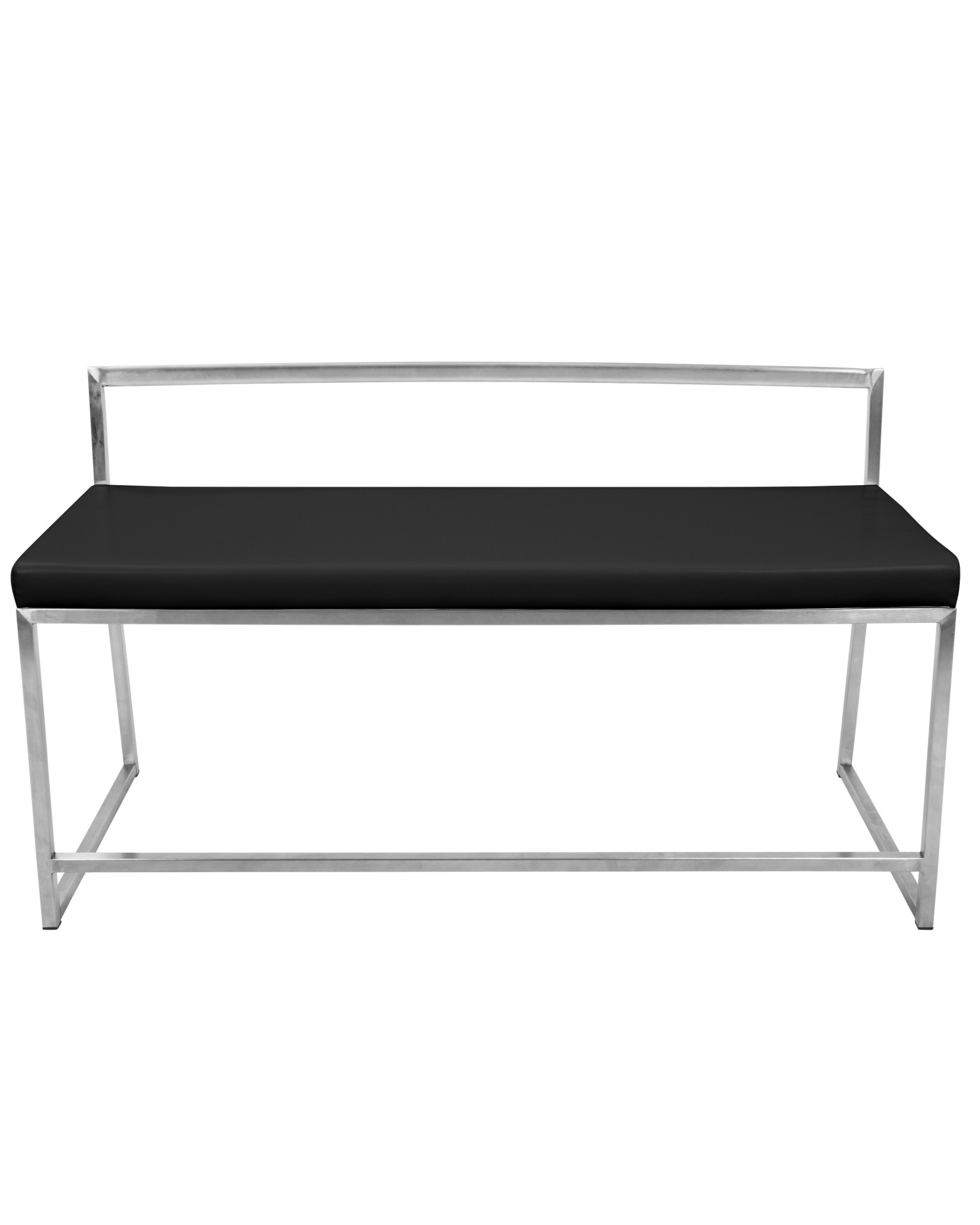 Fuji Contemporary Dining / Entryway Bench in Black Faux Leather