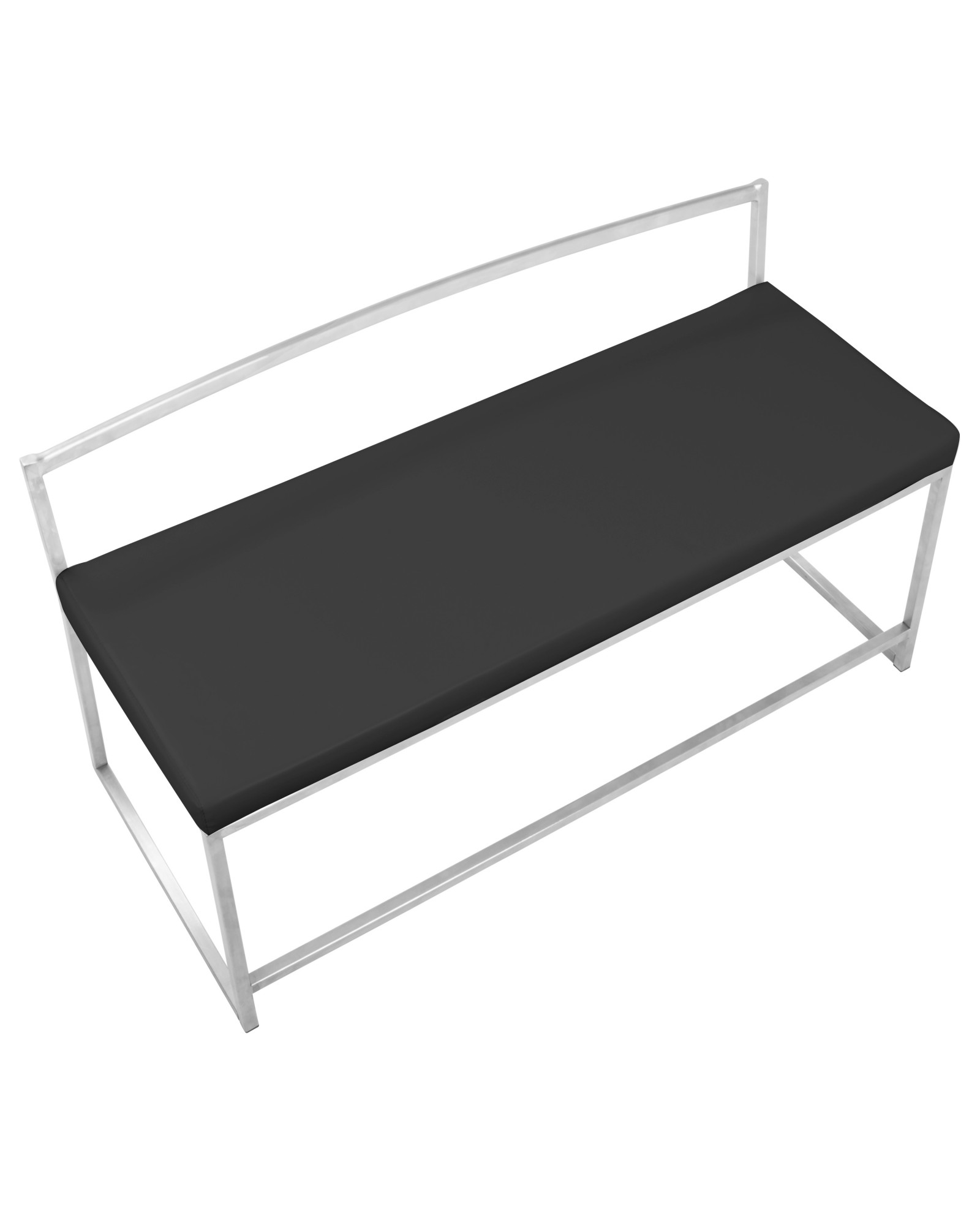 Fuji Contemporary Dining / Entryway Bench in Black Faux Leather
