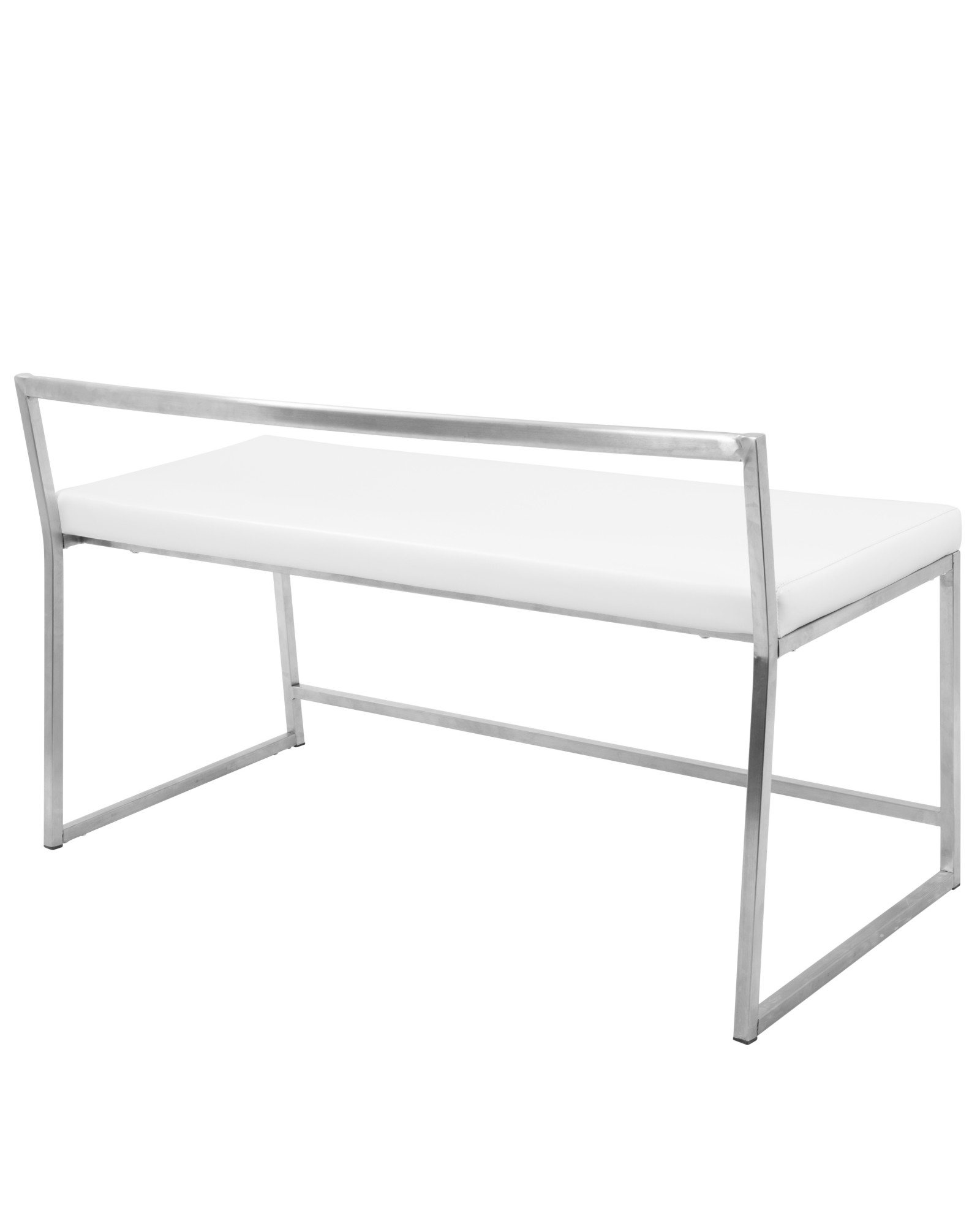 Fuji Contemporary Dining / Entryway Bench in White Faux Leather