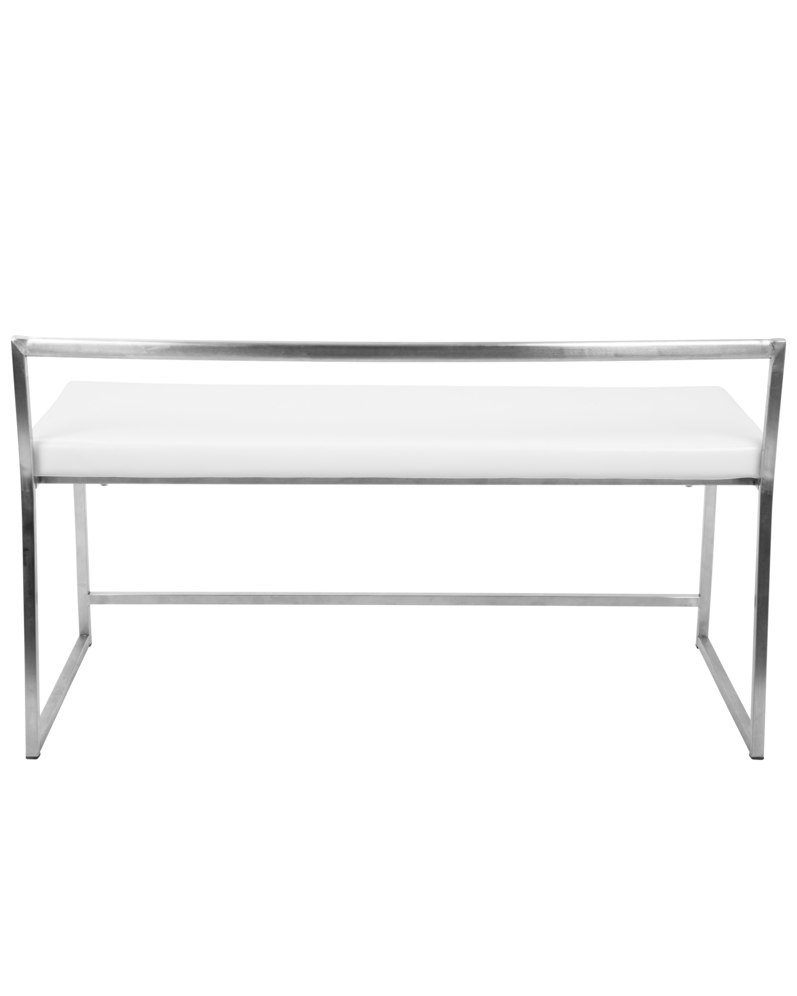 Fuji Contemporary Dining / Entryway Bench in White Faux Leather