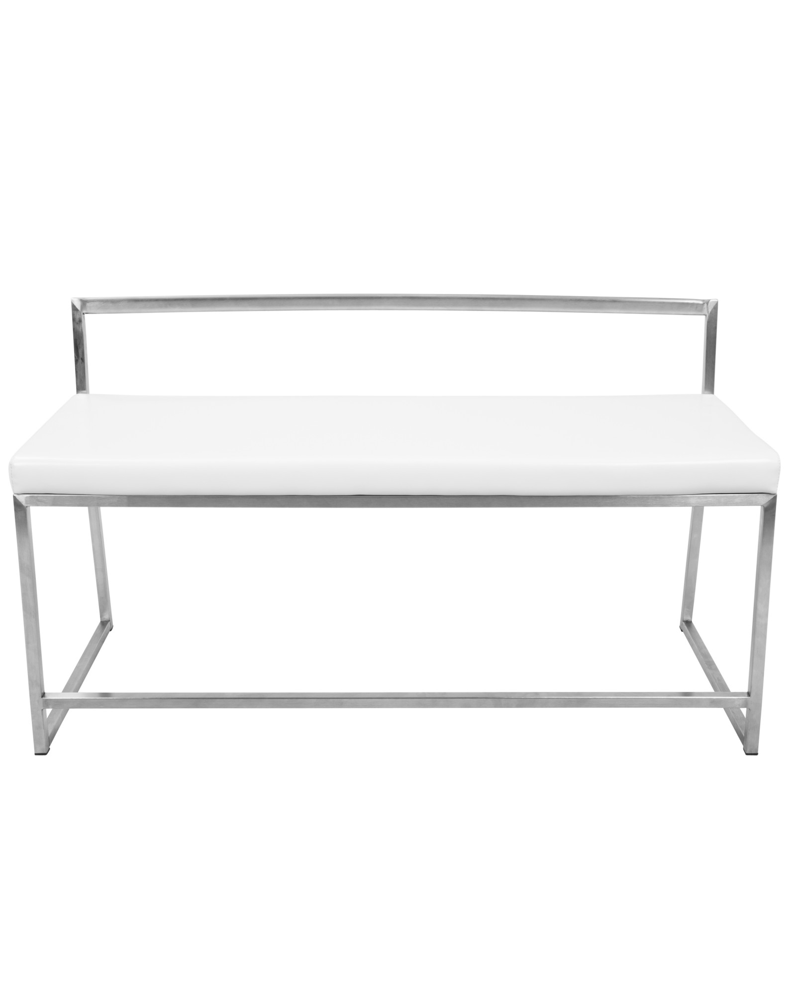 Fuji Contemporary Dining / Entryway Bench in White Faux Leather