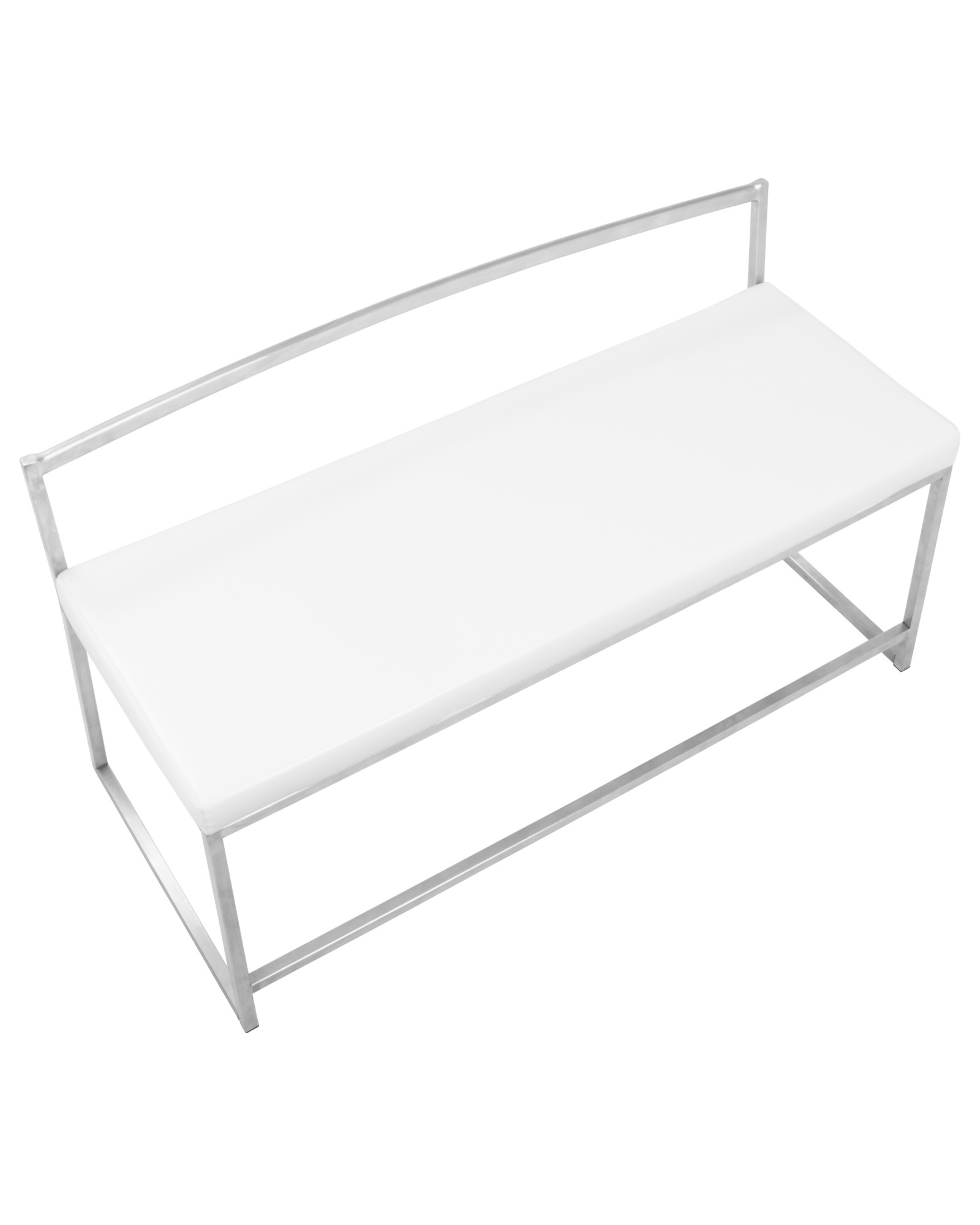 Fuji Contemporary Dining / Entryway Bench in White Faux Leather
