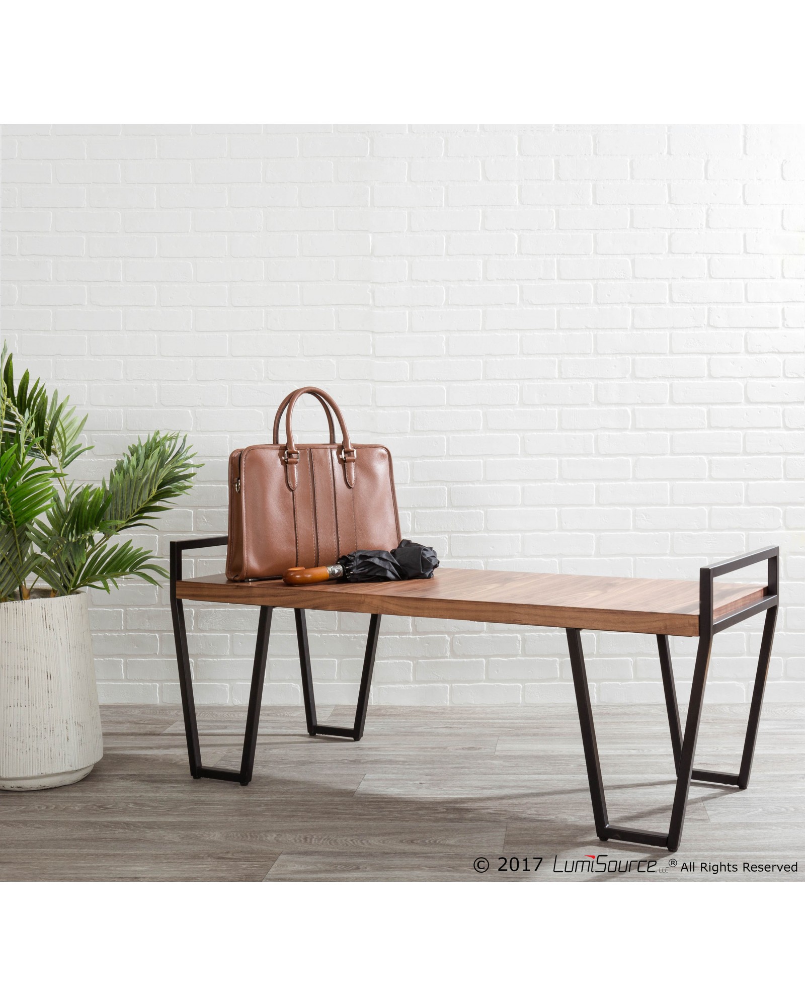 Julien Industrial Bench in Black and Walnut