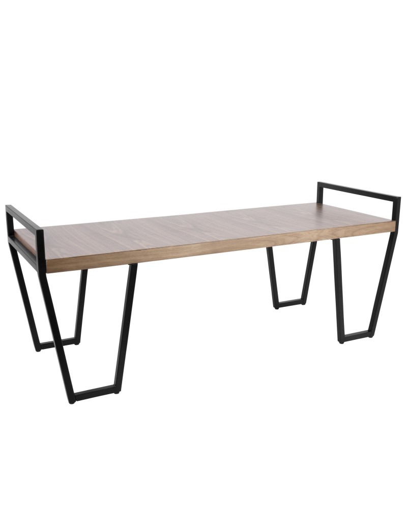 Julien Industrial Bench in Black and Walnut