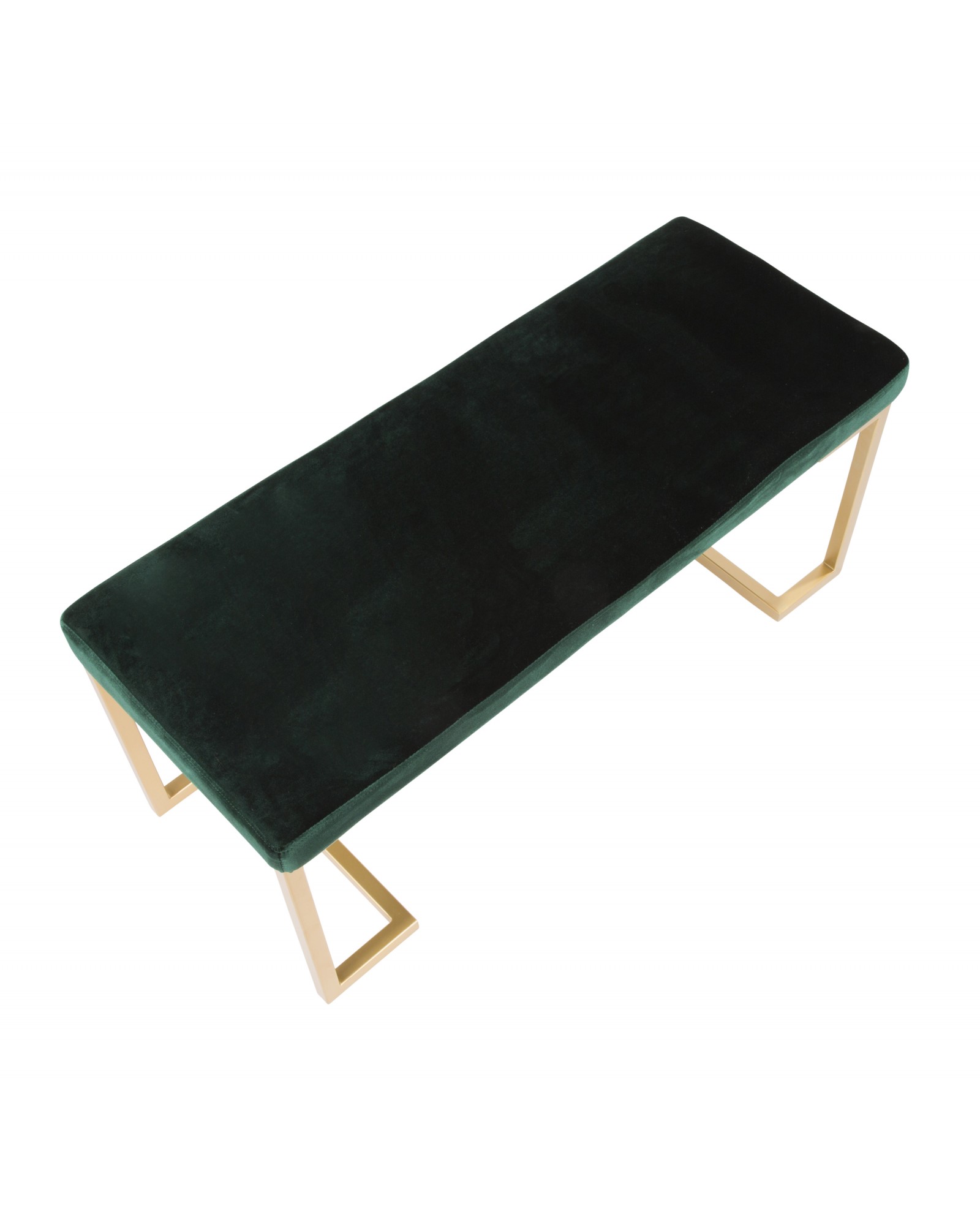 Midas Contemporary-Glam Entryway/Dining Bench in Gold with Green Velvet Cushion