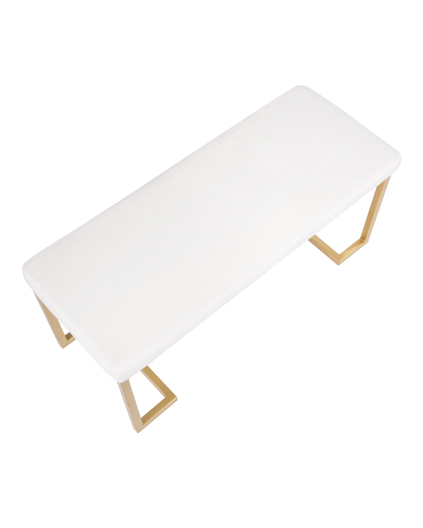 Midas Contemporary-Glam Entryway/Dining Bench in Gold with White Mohair Cushion