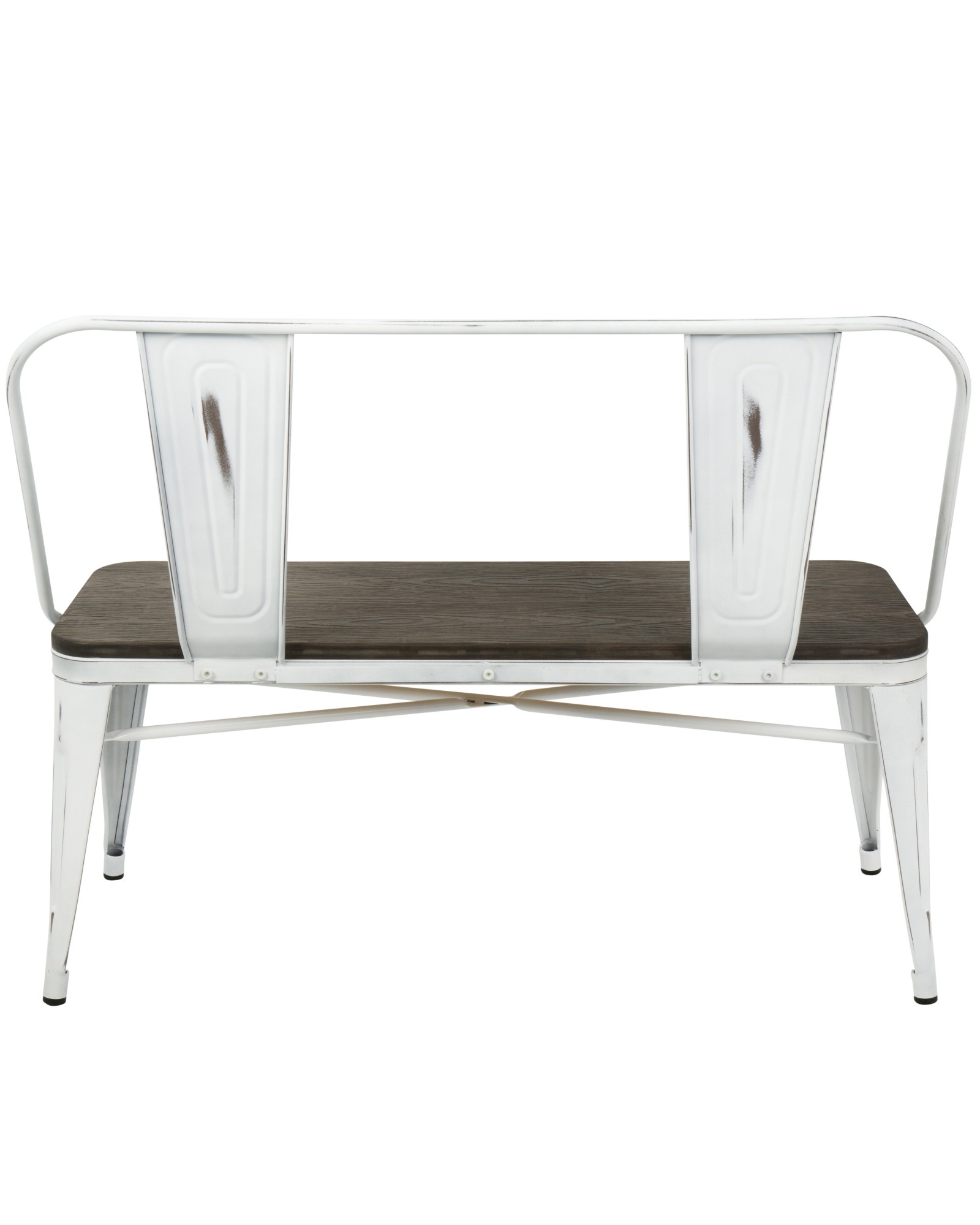 Oregon Industrial-Farmhouse Bench in Vintage White and Espresso