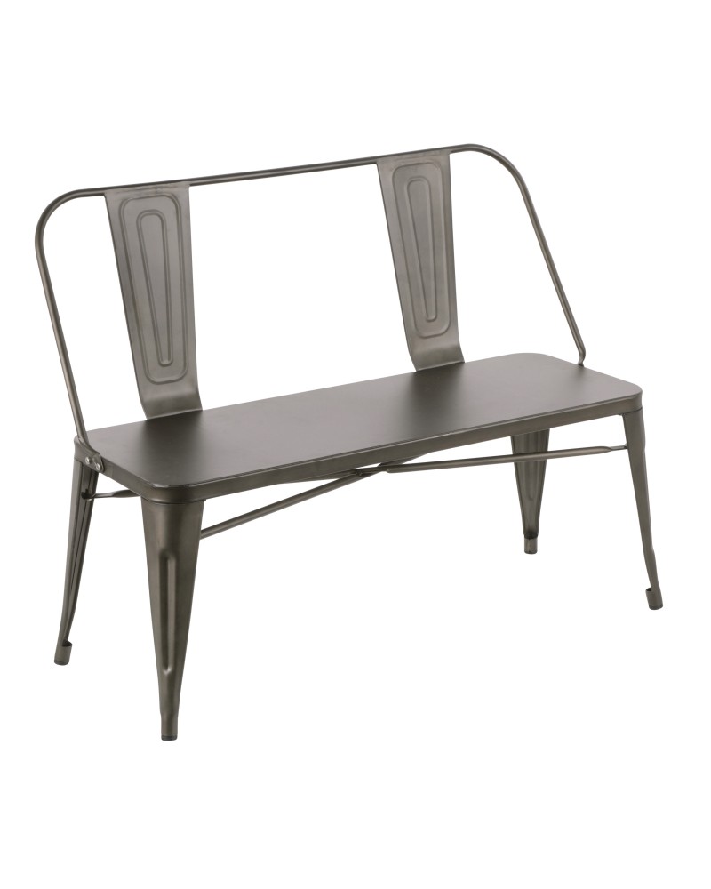 Oregon Industrial Metal Dining/Entryway Bench with Antique Finish