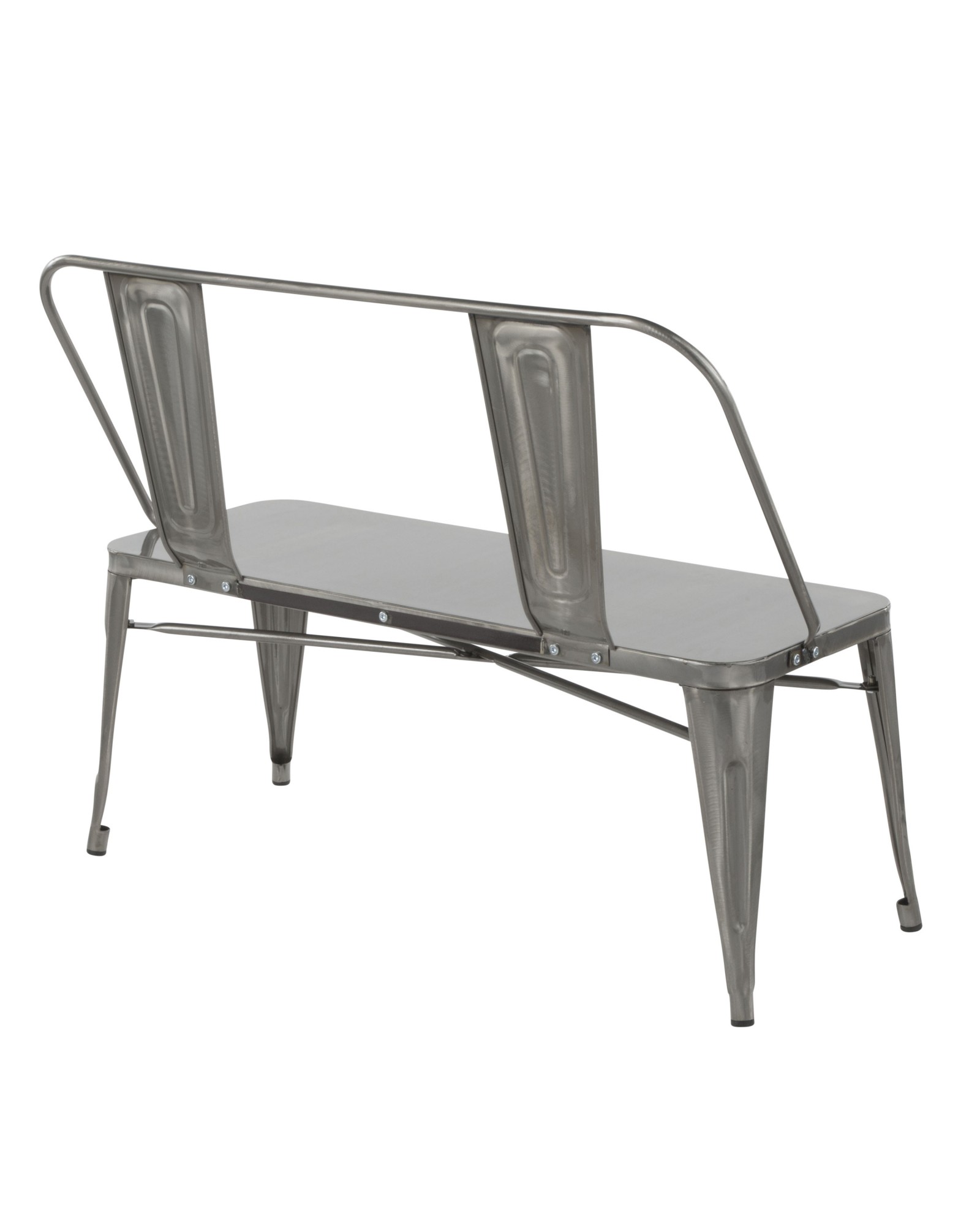 Oregon Industrial Metal Dining/Entryway Bench in Clear Brushed Silver