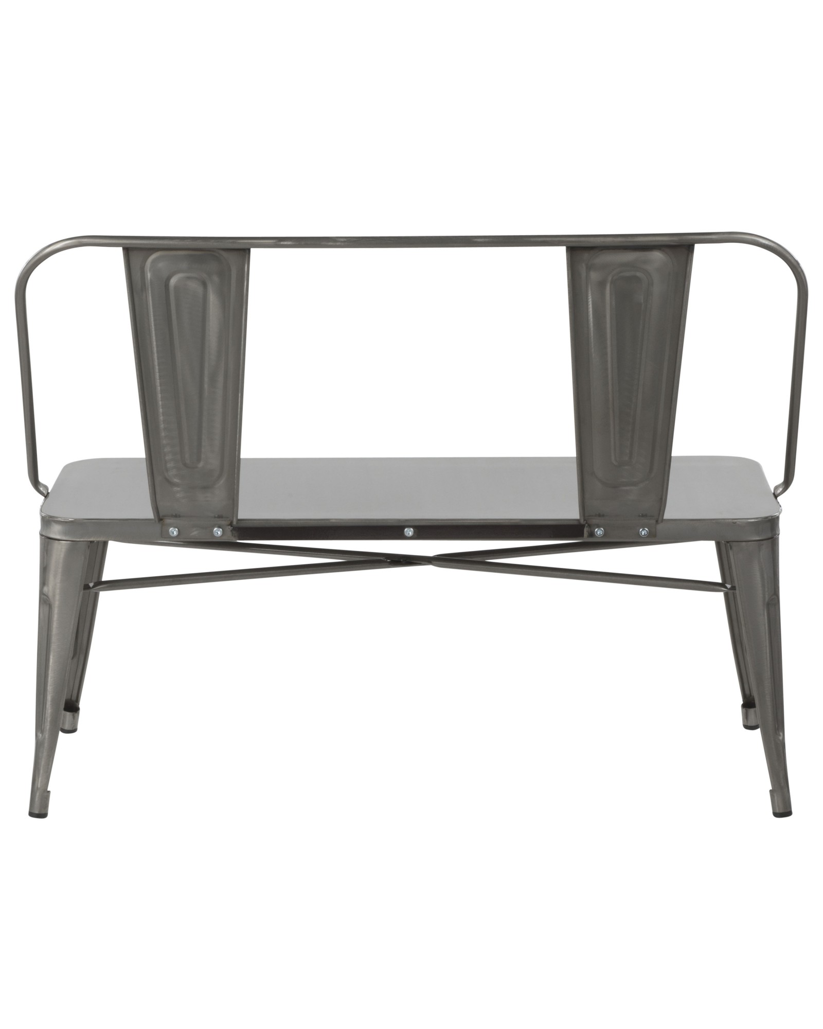 Oregon Industrial Metal Dining/Entryway Bench in Clear Brushed Silver