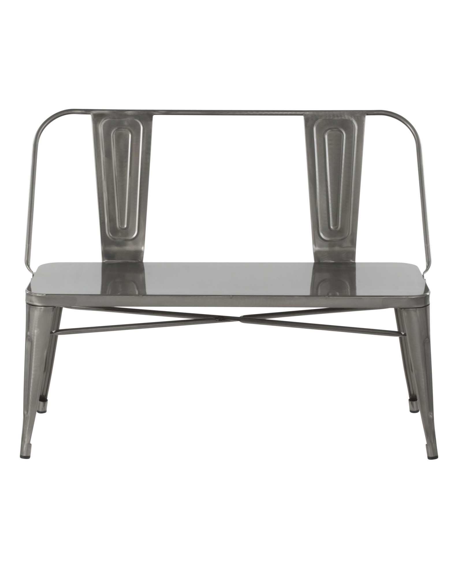 Oregon Industrial Metal Dining/Entryway Bench in Clear Brushed Silver