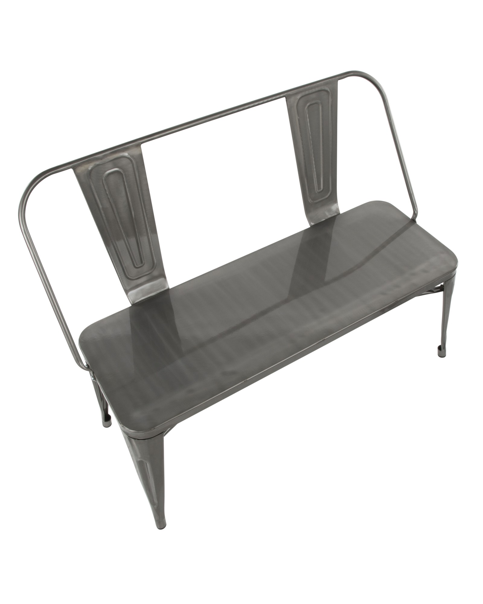 Oregon Industrial Metal Dining/Entryway Bench in Clear Brushed Silver