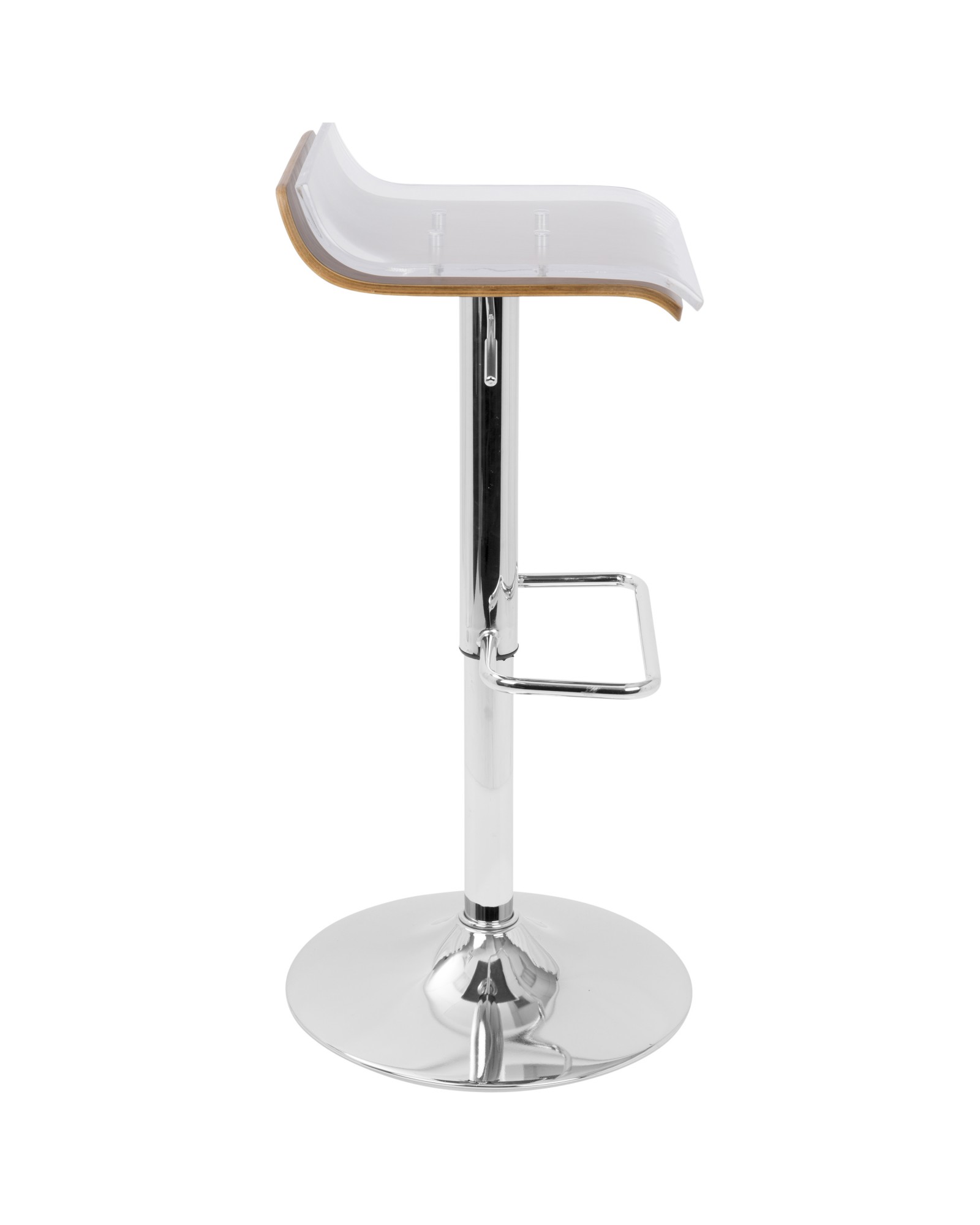 2-Tier Contemporary Barstool with Swivel in Walnut and Clear