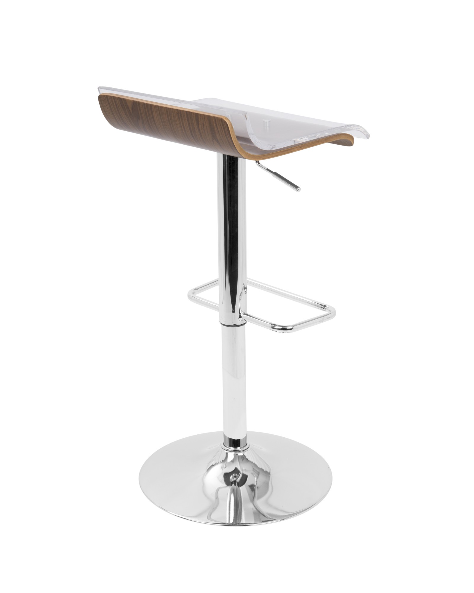 2-Tier Contemporary Barstool with Swivel in Walnut and Clear
