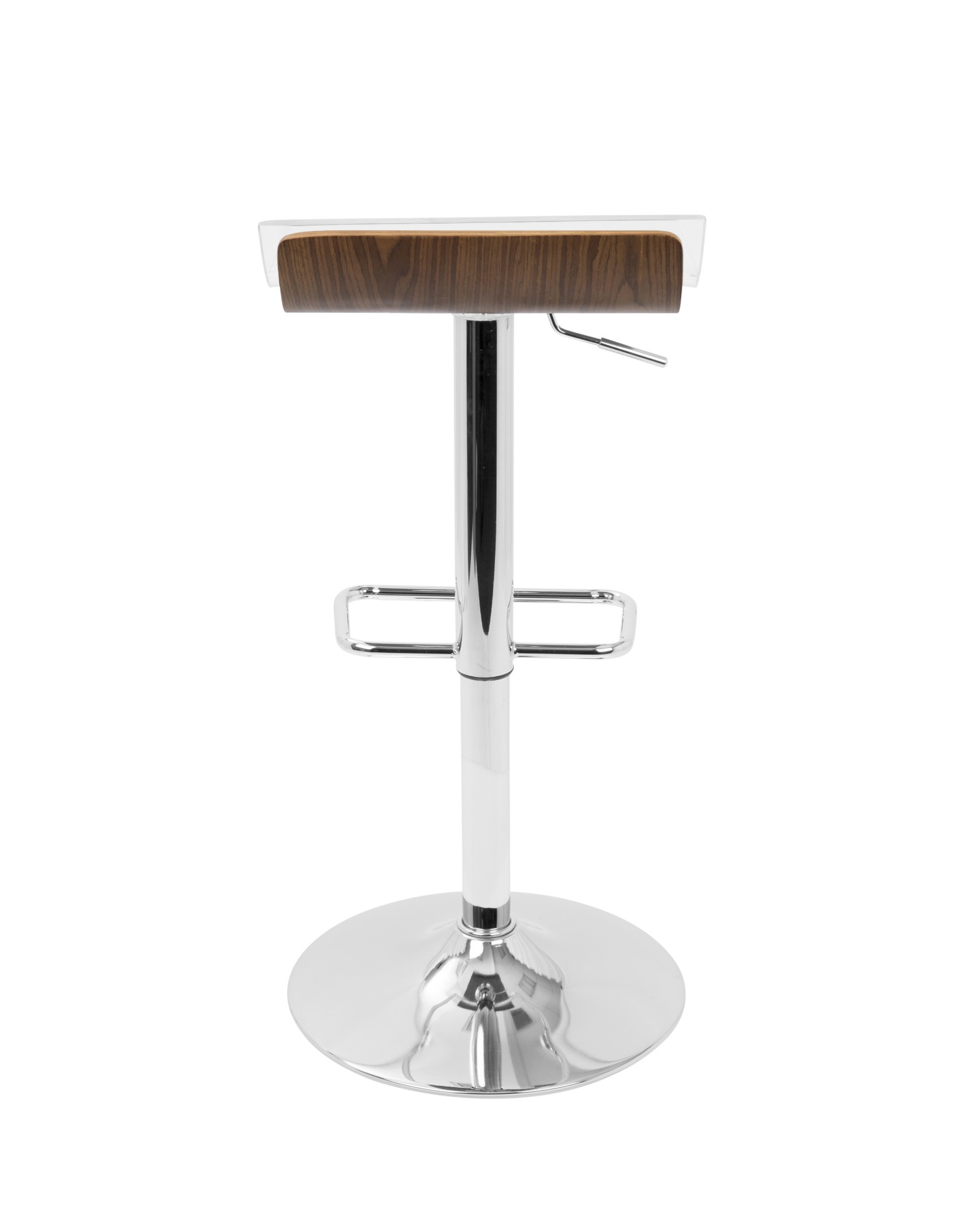 2-Tier Contemporary Barstool with Swivel in Walnut and Clear