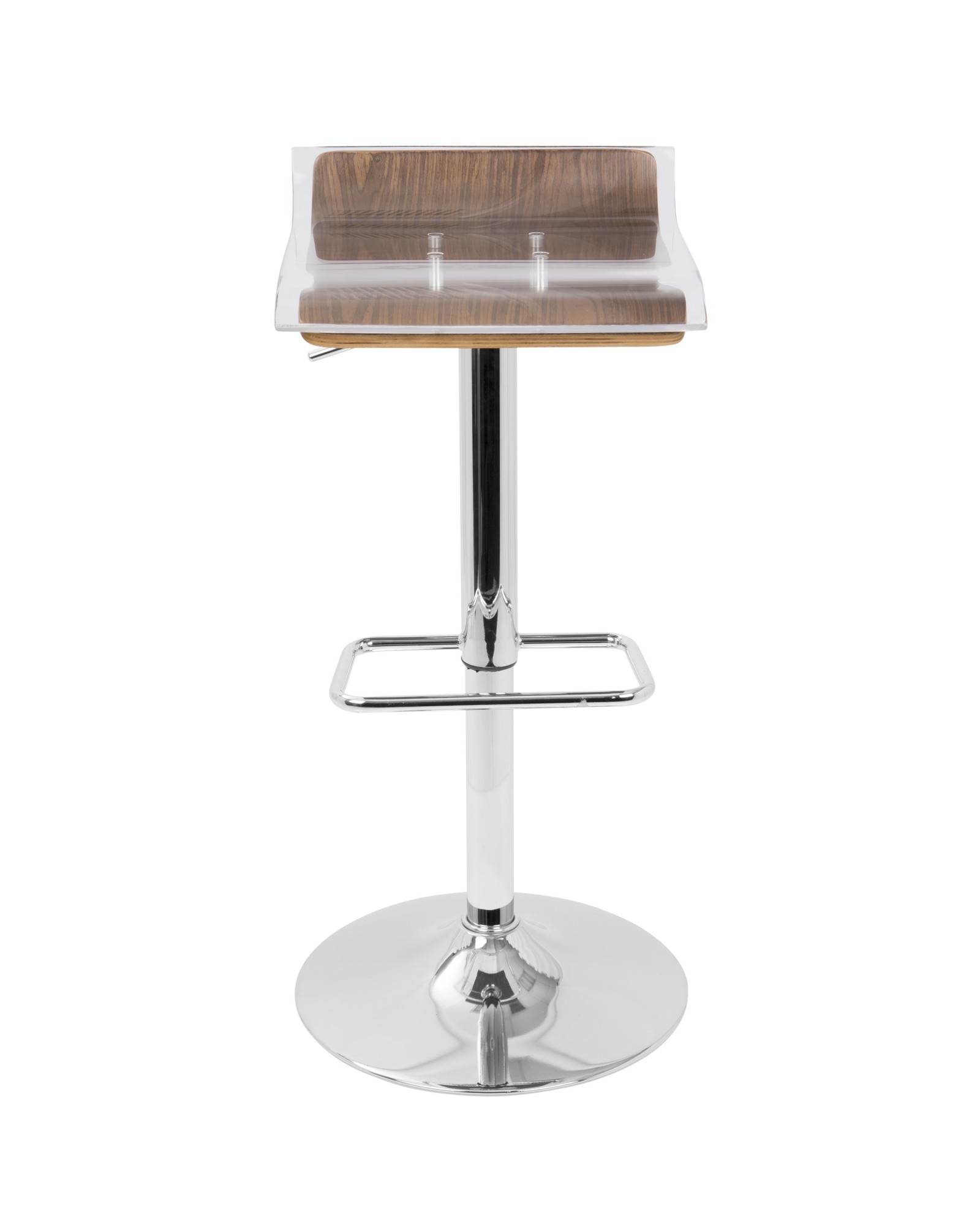 2-Tier Contemporary Barstool with Swivel in Walnut and Clear