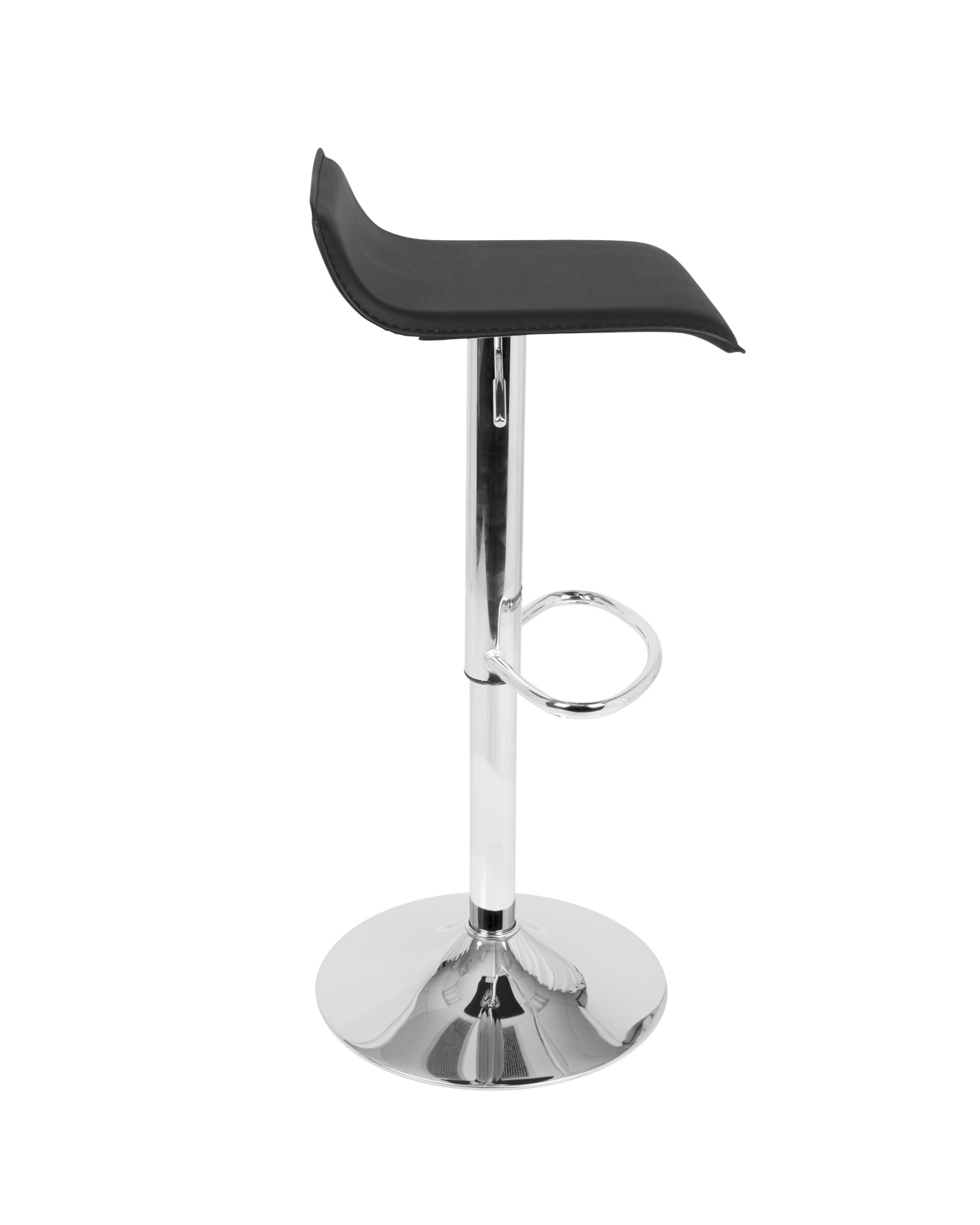 Ale Contemporary Adjustable Barstool in Black PU Leather - Set of 2