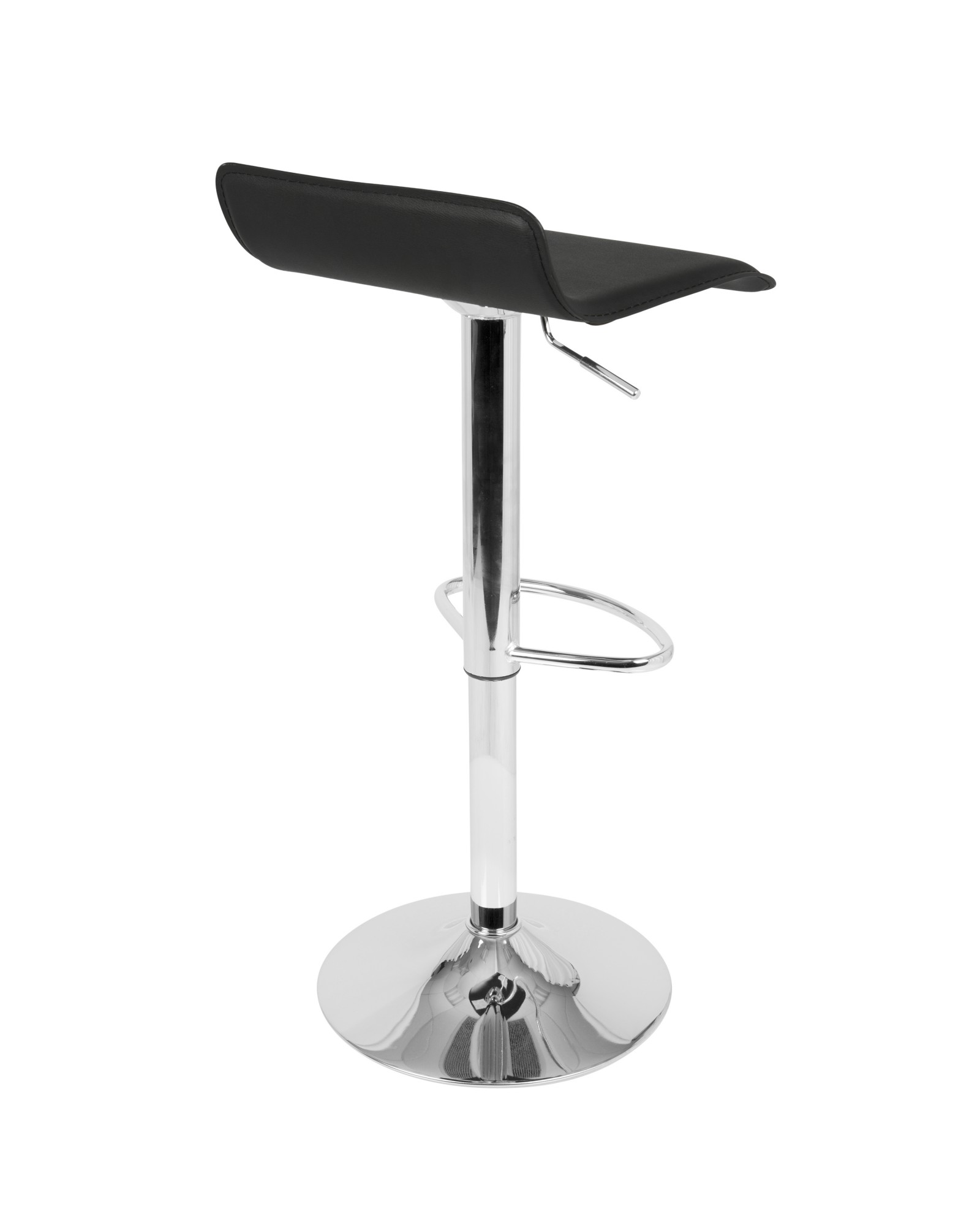 Ale Contemporary Adjustable Barstool in Black PU Leather - Set of 2