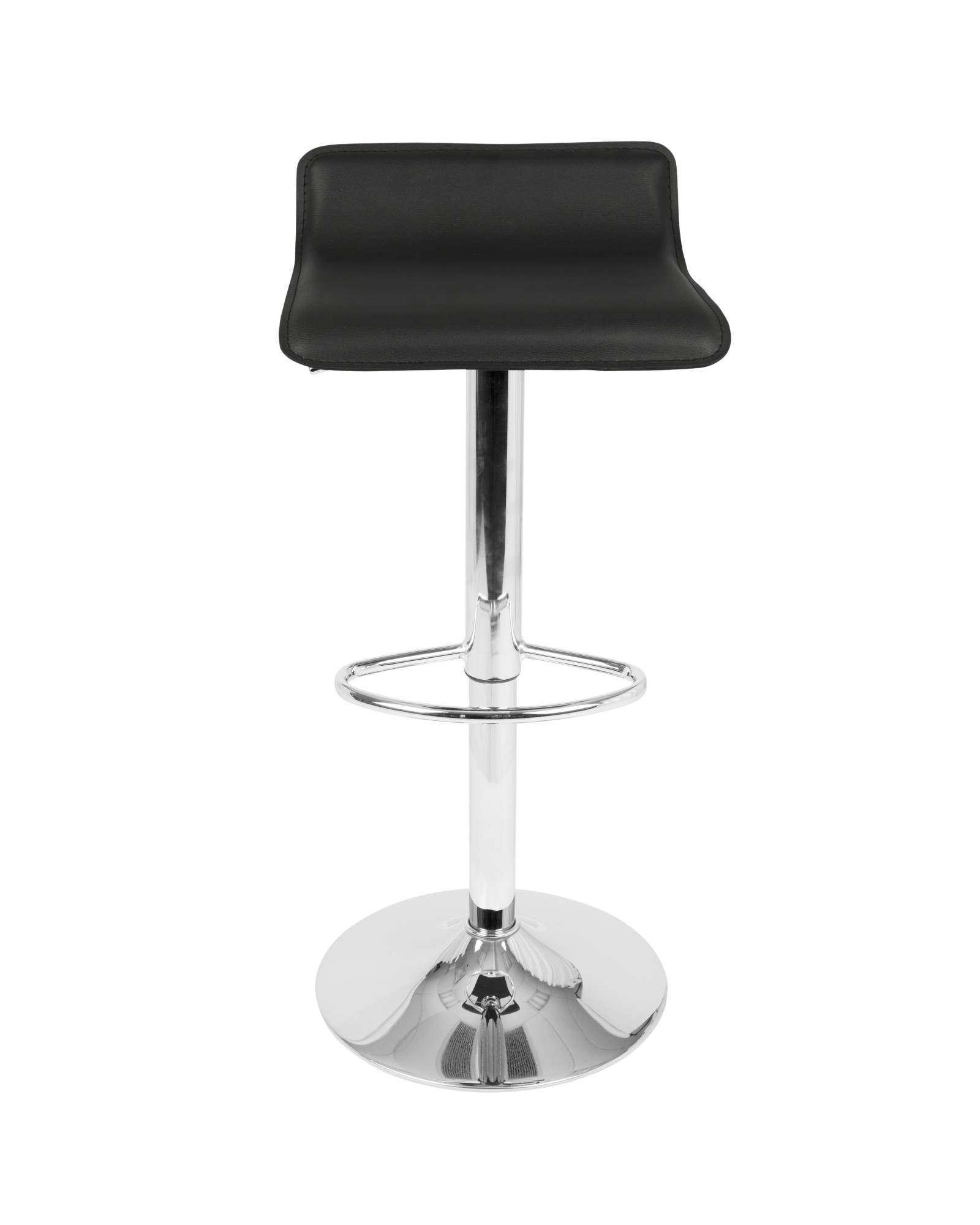 Ale Contemporary Adjustable Barstool in Black PU Leather - Set of 2