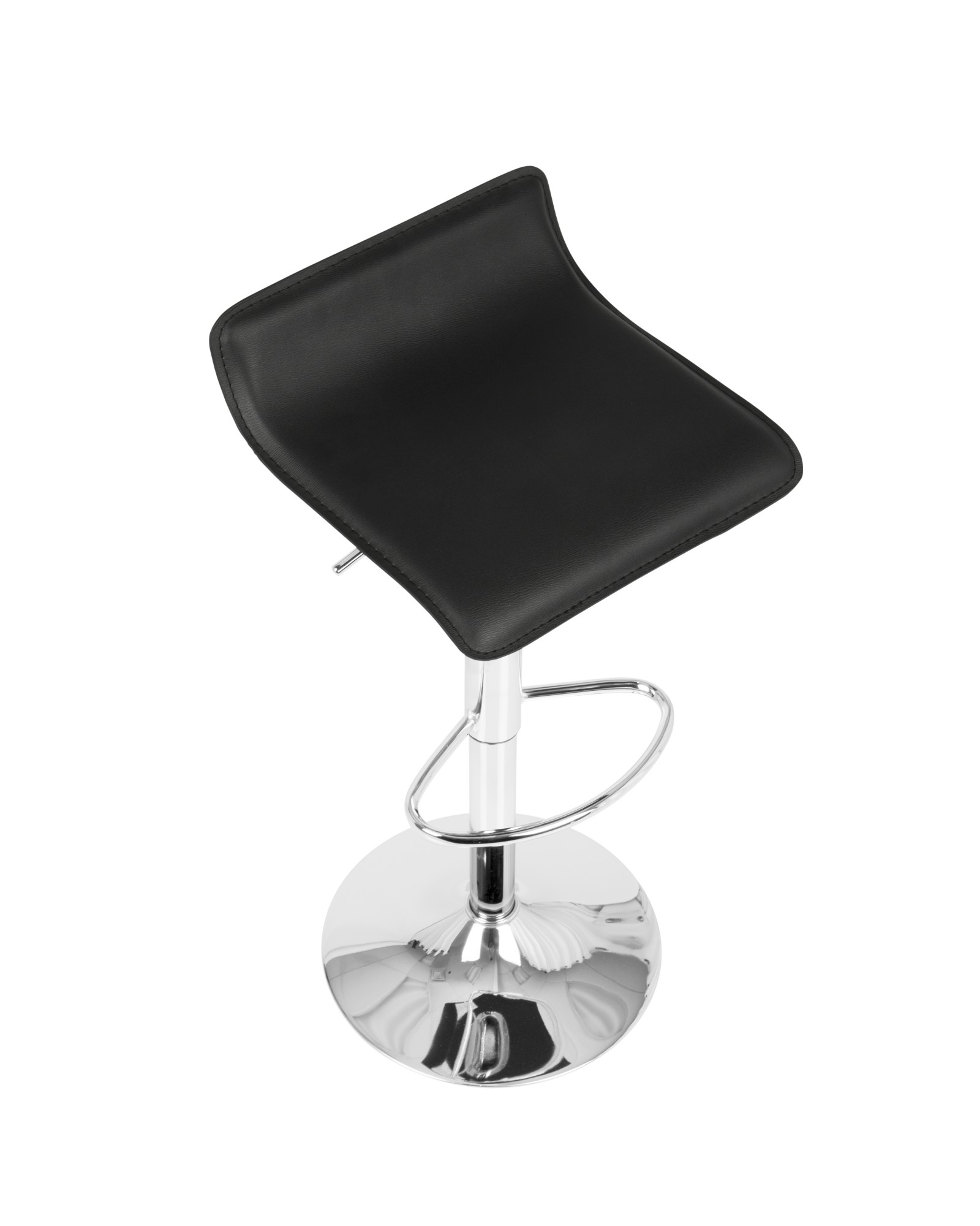 Ale Contemporary Adjustable Barstool in Black PU Leather - Set of 2