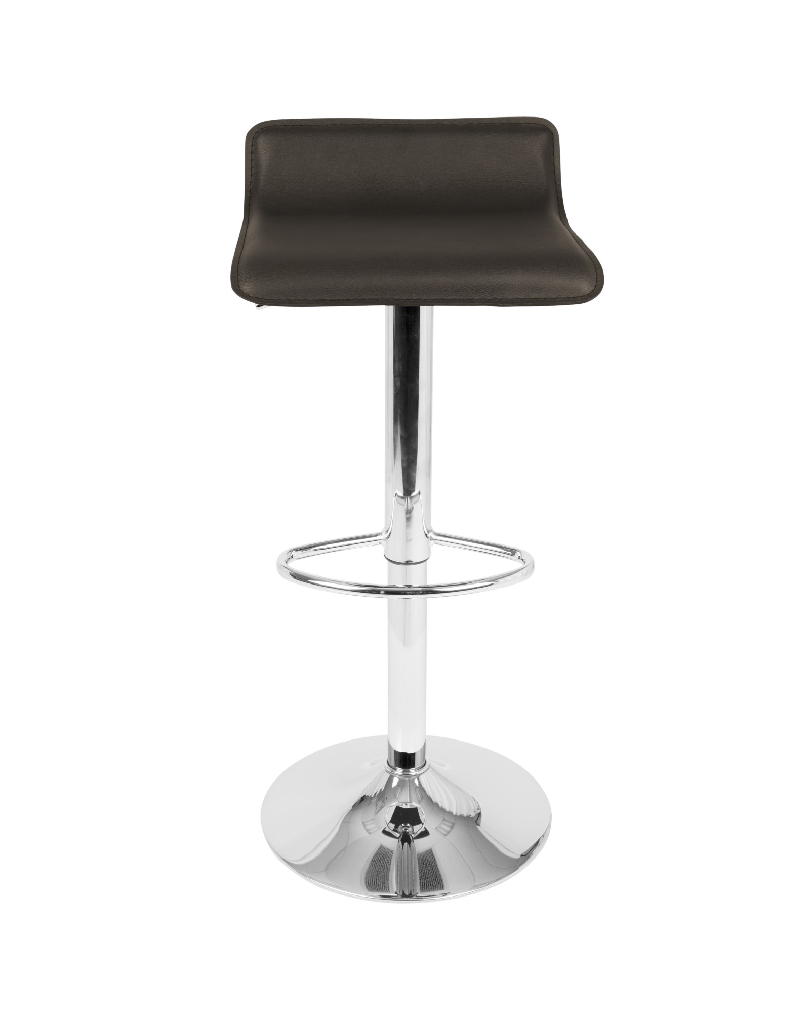 Ale Contemporary Adjustable Barstool in Brown PU Leather - Set of 2