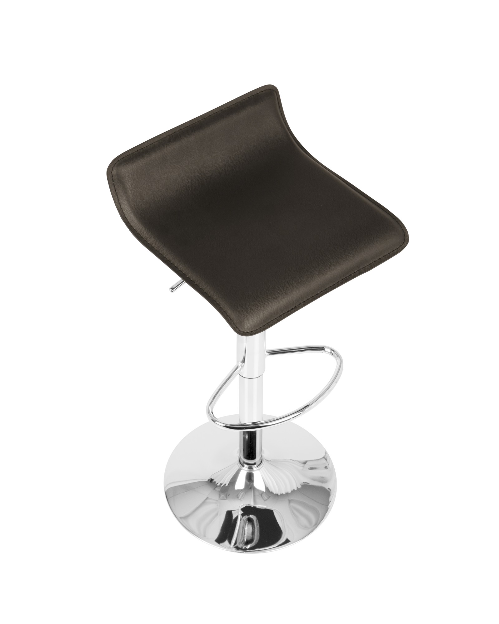 Ale Contemporary Adjustable Barstool in Brown PU Leather - Set of 2
