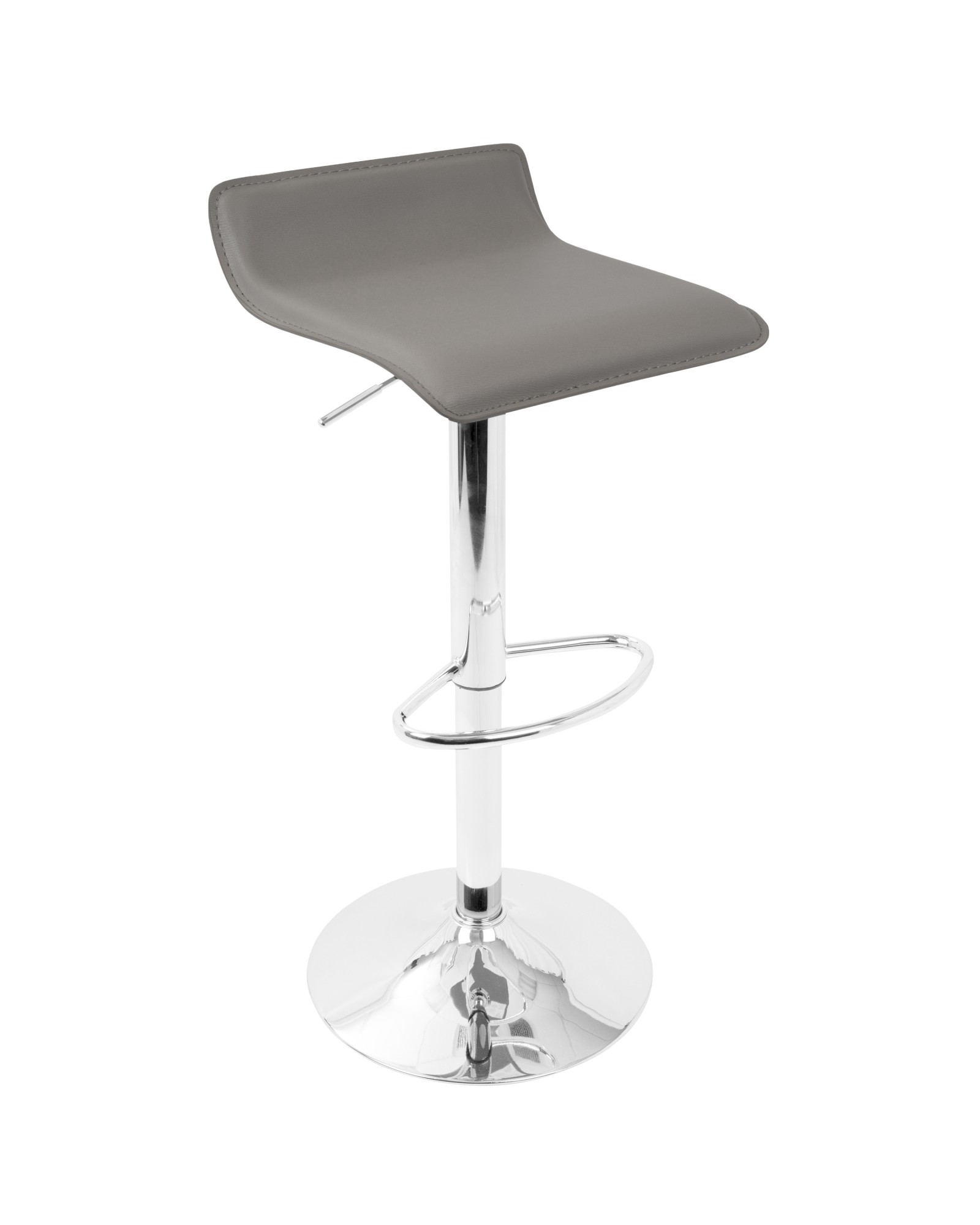 Ale Contemporary Adjustable Barstool in Grey PU Leather - Set of 2