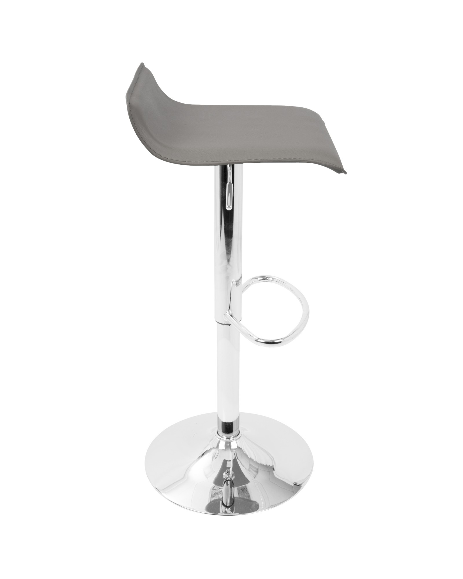 Ale Contemporary Adjustable Barstool in Grey PU Leather - Set of 2