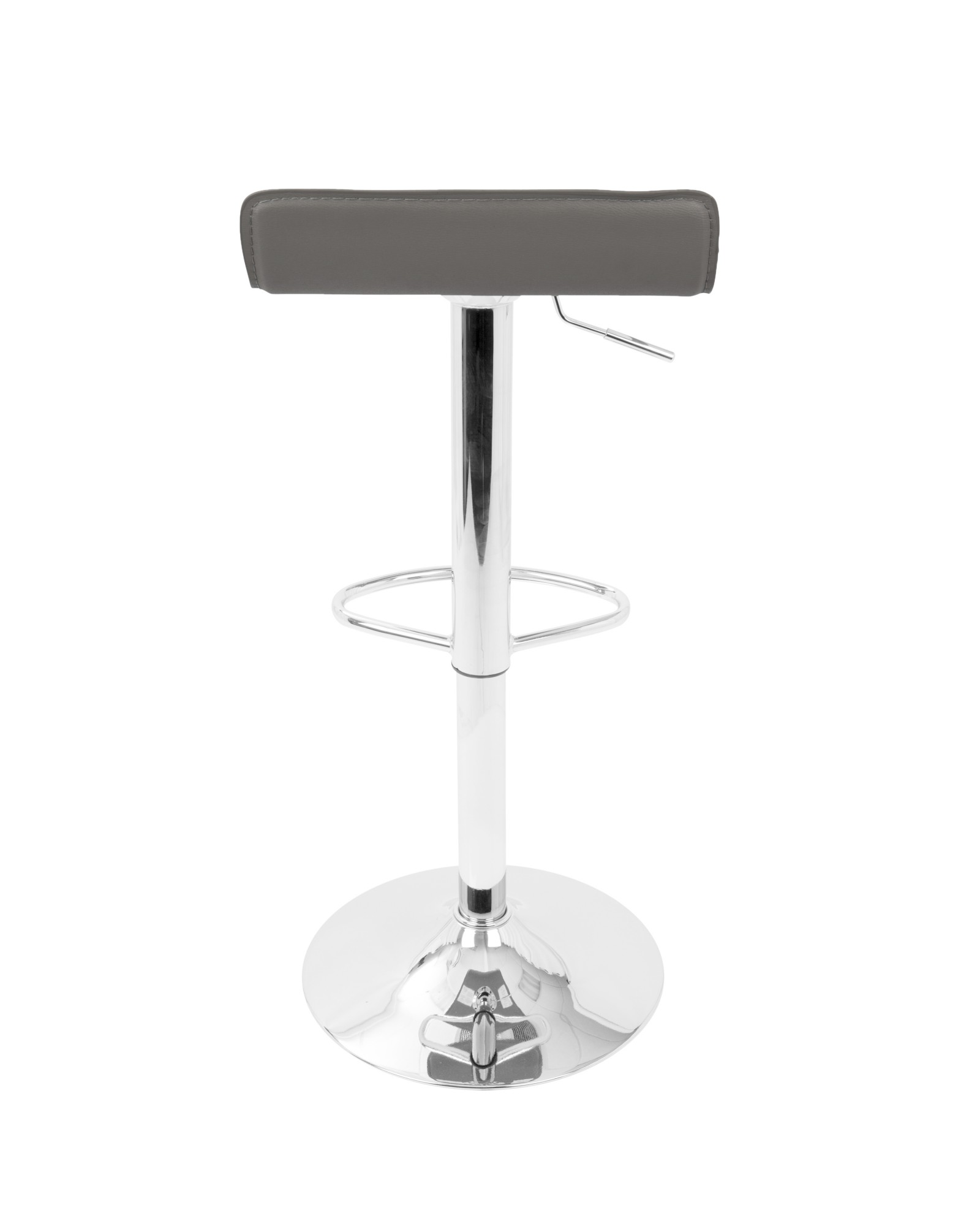 Ale Contemporary Adjustable Barstool in Grey PU Leather - Set of 2