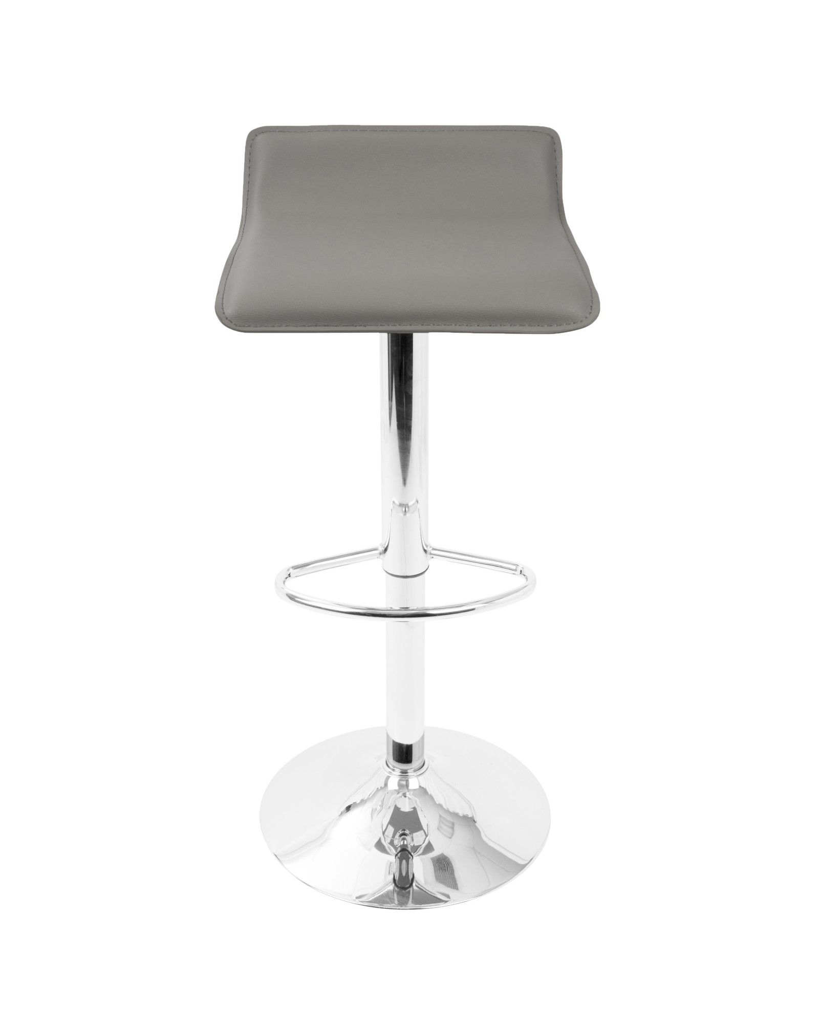 Ale Contemporary Adjustable Barstool in Grey PU Leather - Set of 2