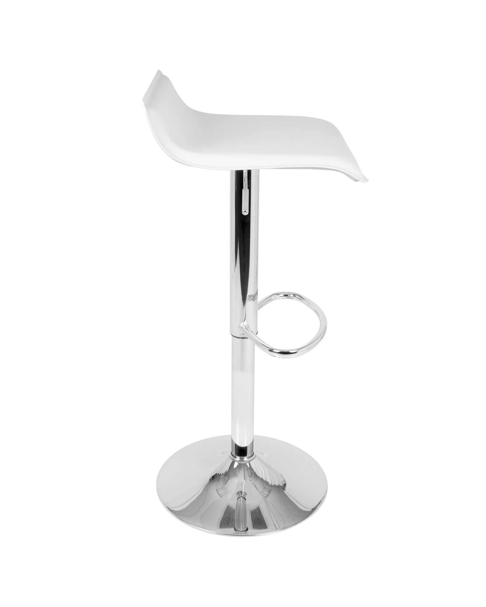 Ale Contemporary Adjustable Barstool in White PU Leather - Set of 2