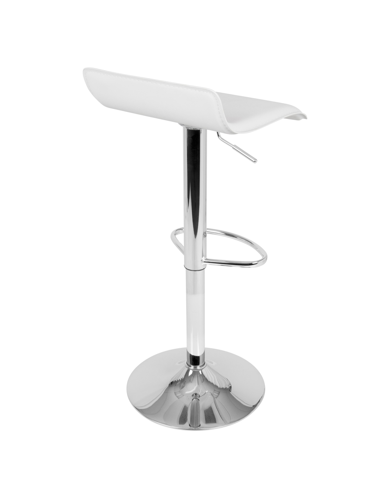 Ale Contemporary Adjustable Barstool in White PU Leather - Set of 2