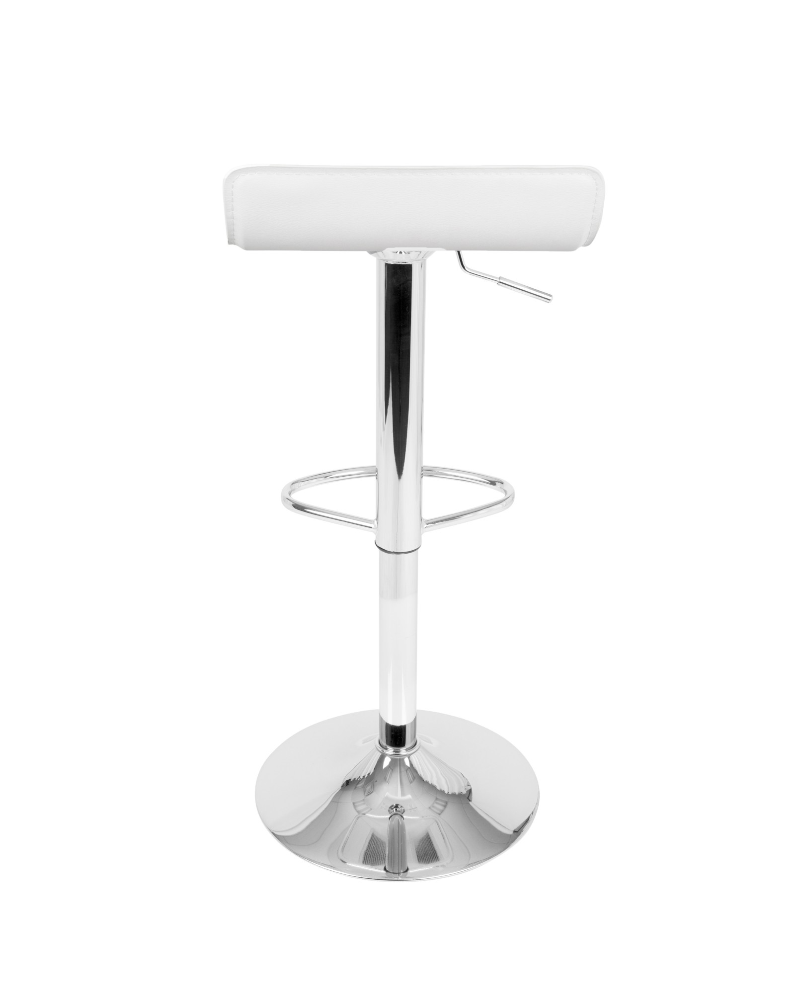 Ale Contemporary Adjustable Barstool in White PU Leather - Set of 2