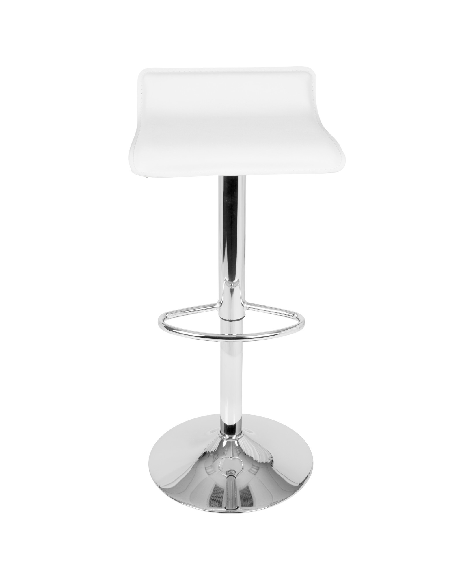 Ale Contemporary Adjustable Barstool in White PU Leather - Set of 2