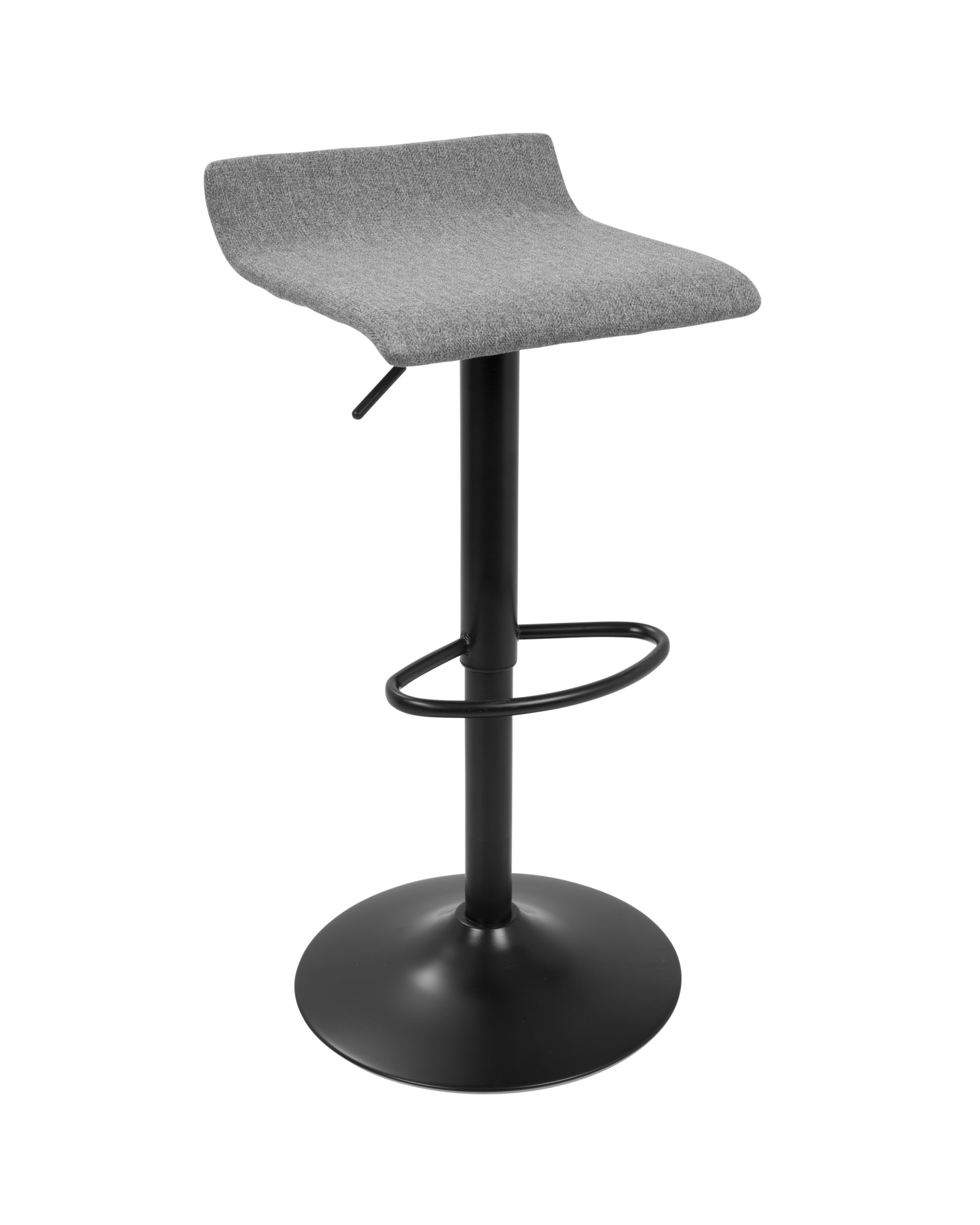 Ale XL Contemporary Adjustable Barstool in Black with Polyester Fabric - Set of 2