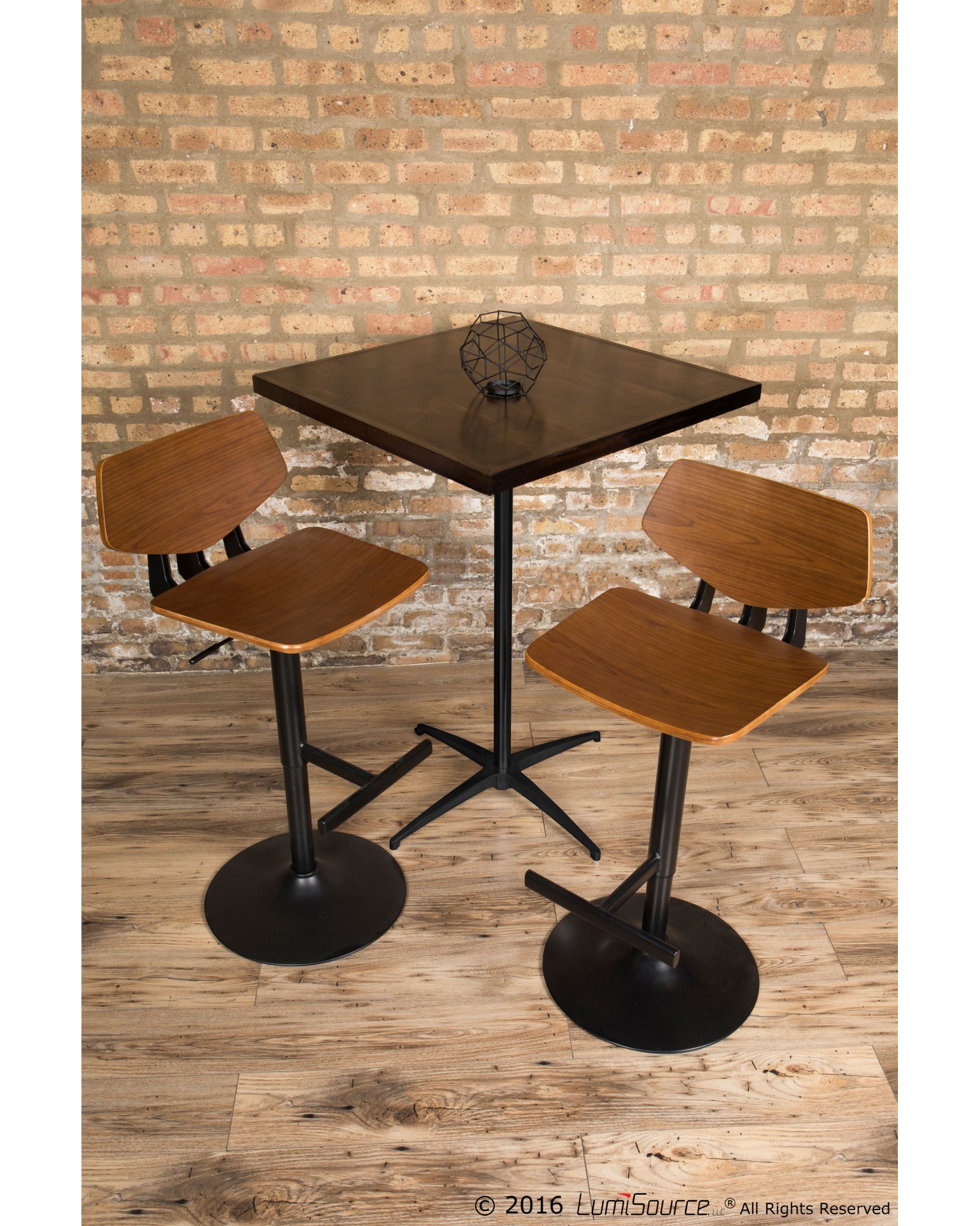 Apex Industrial Adjustable Barstool in Black and Walnut