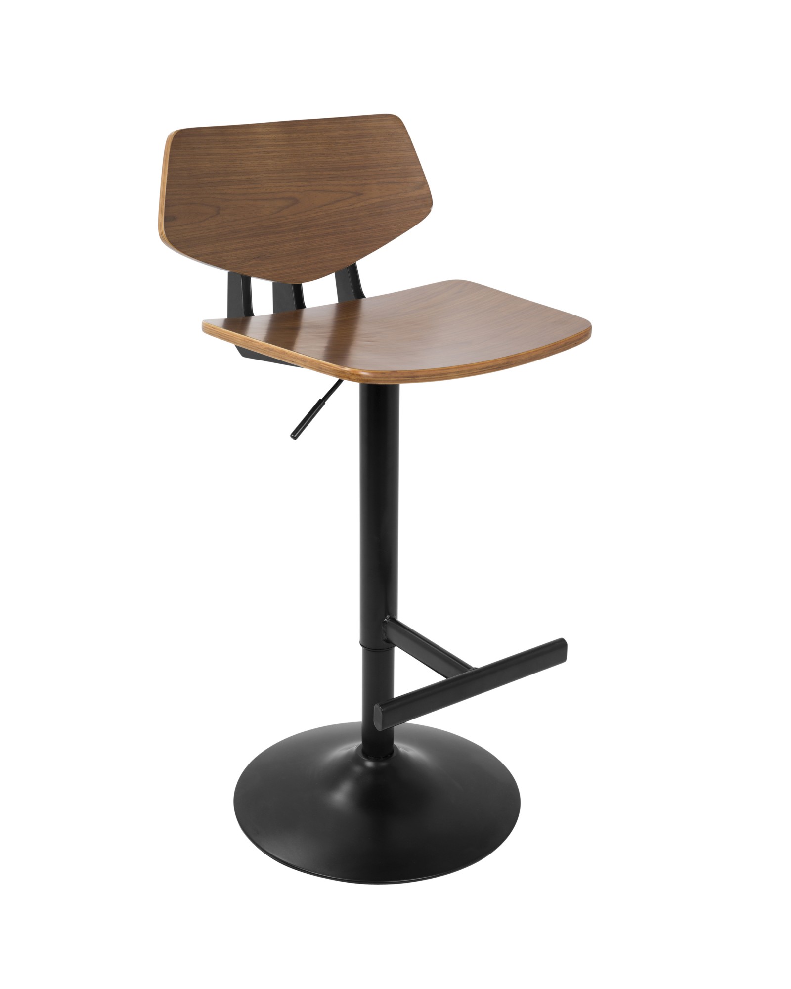 Apex Industrial Adjustable Barstool in Black and Walnut