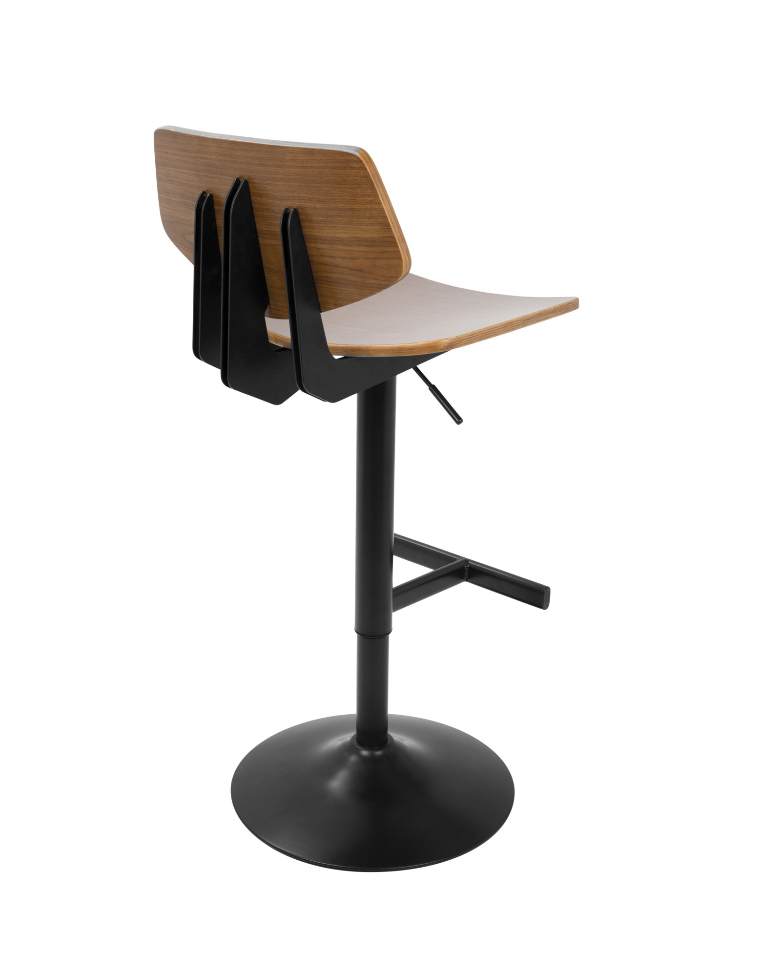 Apex Industrial Adjustable Barstool in Black and Walnut