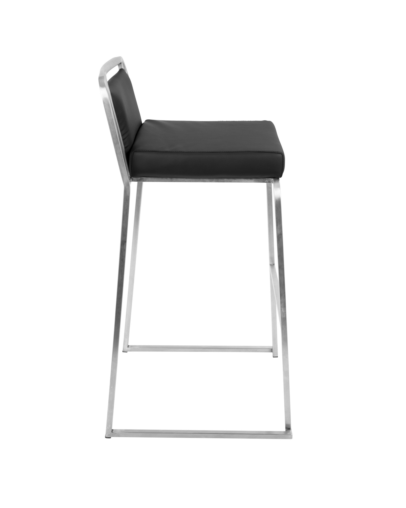 Cascade Contemporary Stackable Barstool in Black Faux Leather - Set of 2